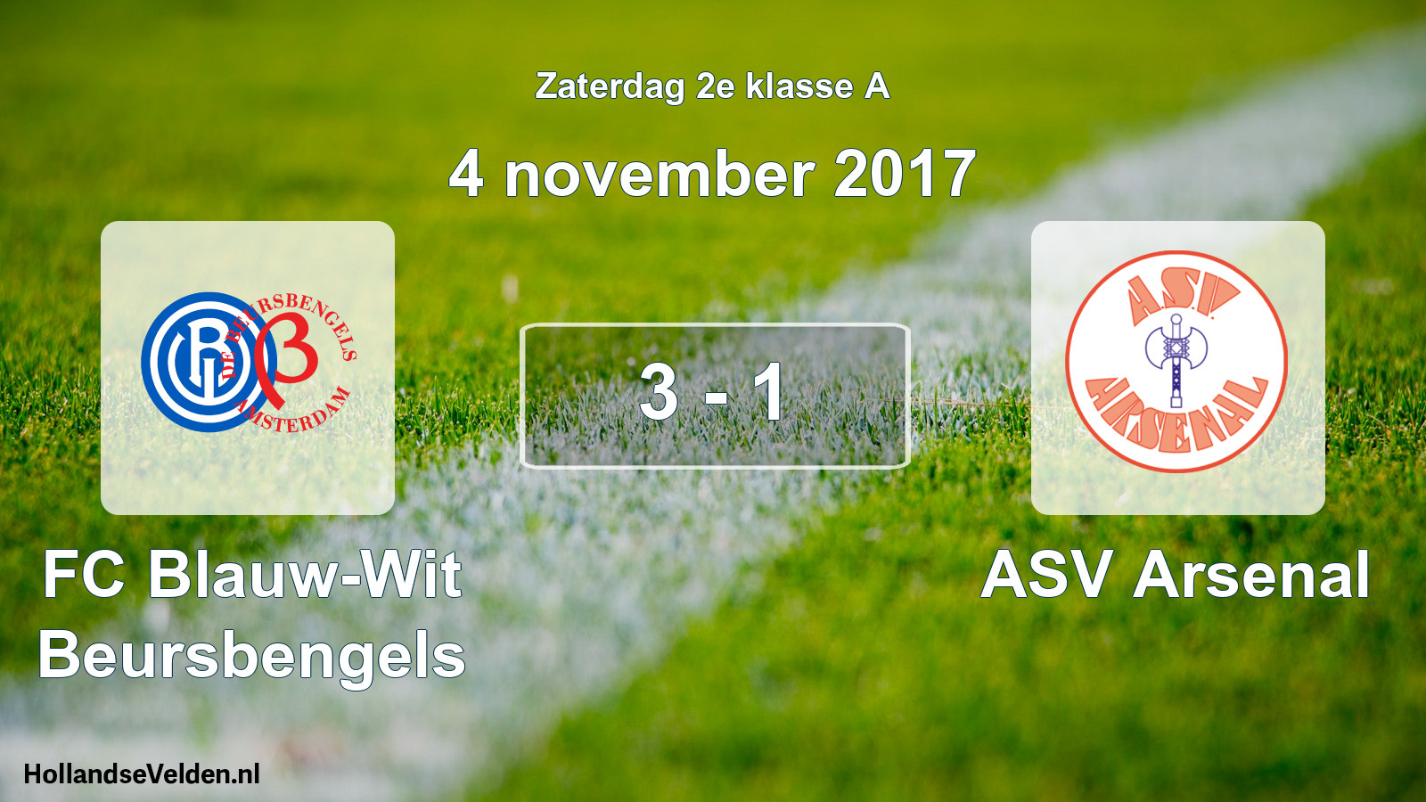 Total number of matches played: FC Blauw-Wit Beursbengels - ASV Arsenal 3 - 1 (4 November 2017)