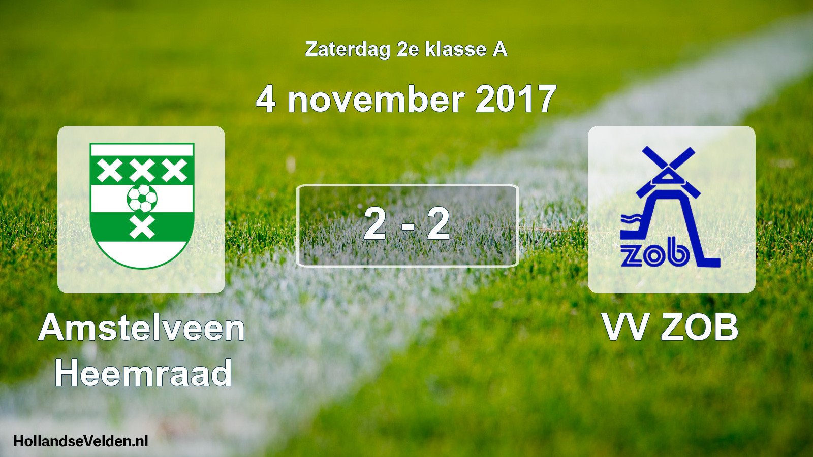 Total number of matches played: Amstelveen Heemraad - VV ZOB 2 - 2 (4 November 2017)