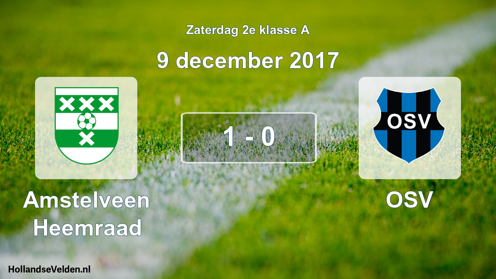 Total number of matches played: Amstelveen Heemraad - OSV 1 - 0 (9 December 2017)
