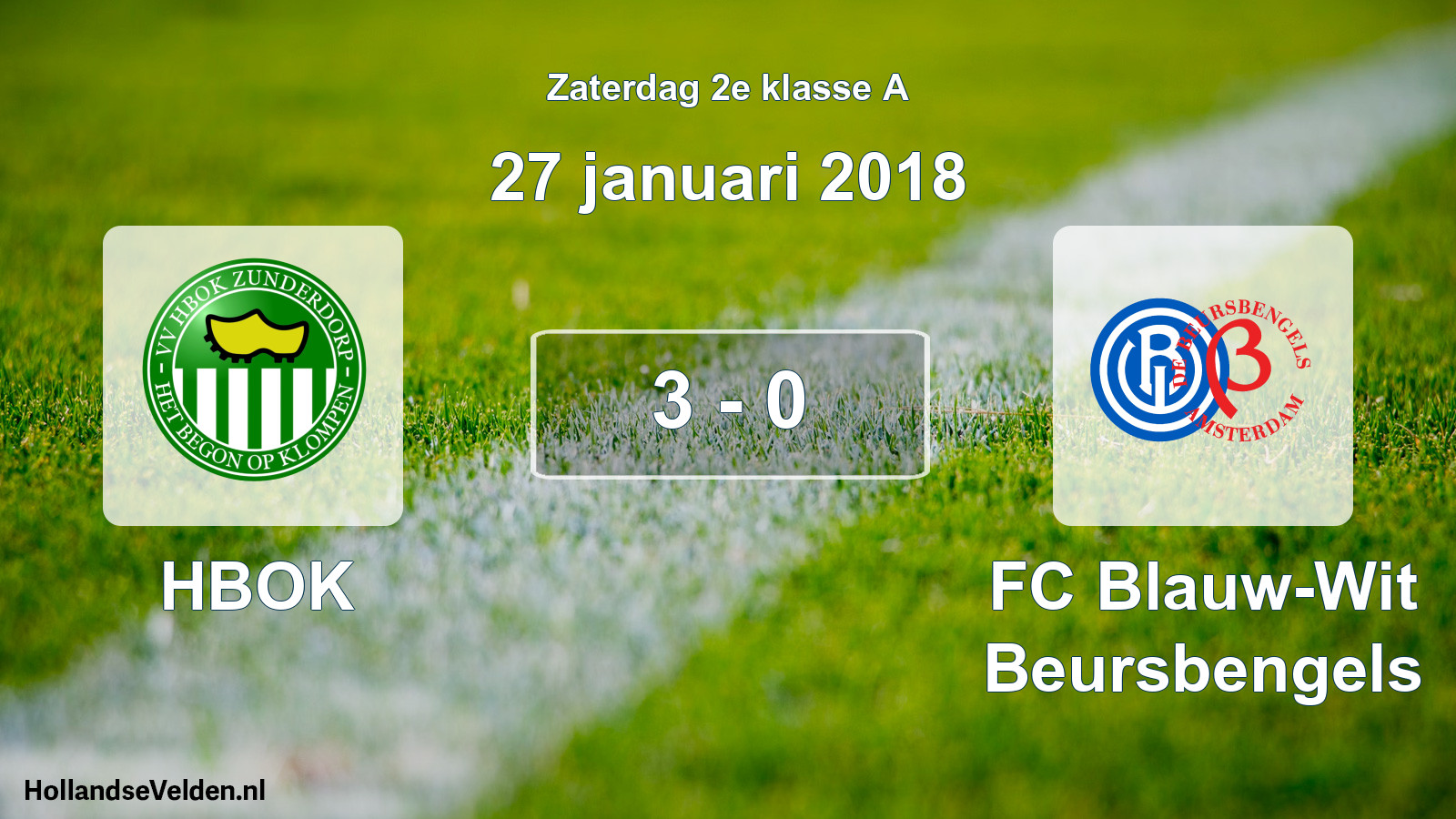 Total number of matches played: HBOK - FC Blauw-Wit Beursbengels 3 - 0 (27 January 2018)