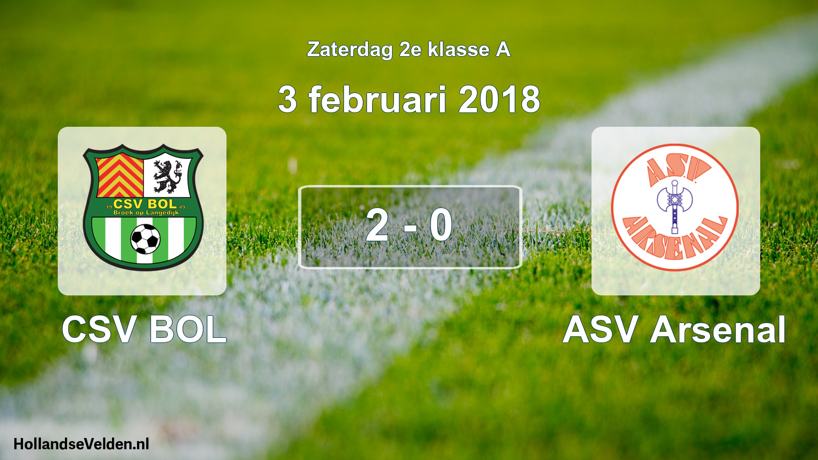 Total number of matches played: CSV BOL - ASV Arsenal 2 - 0 (3 February 2018)