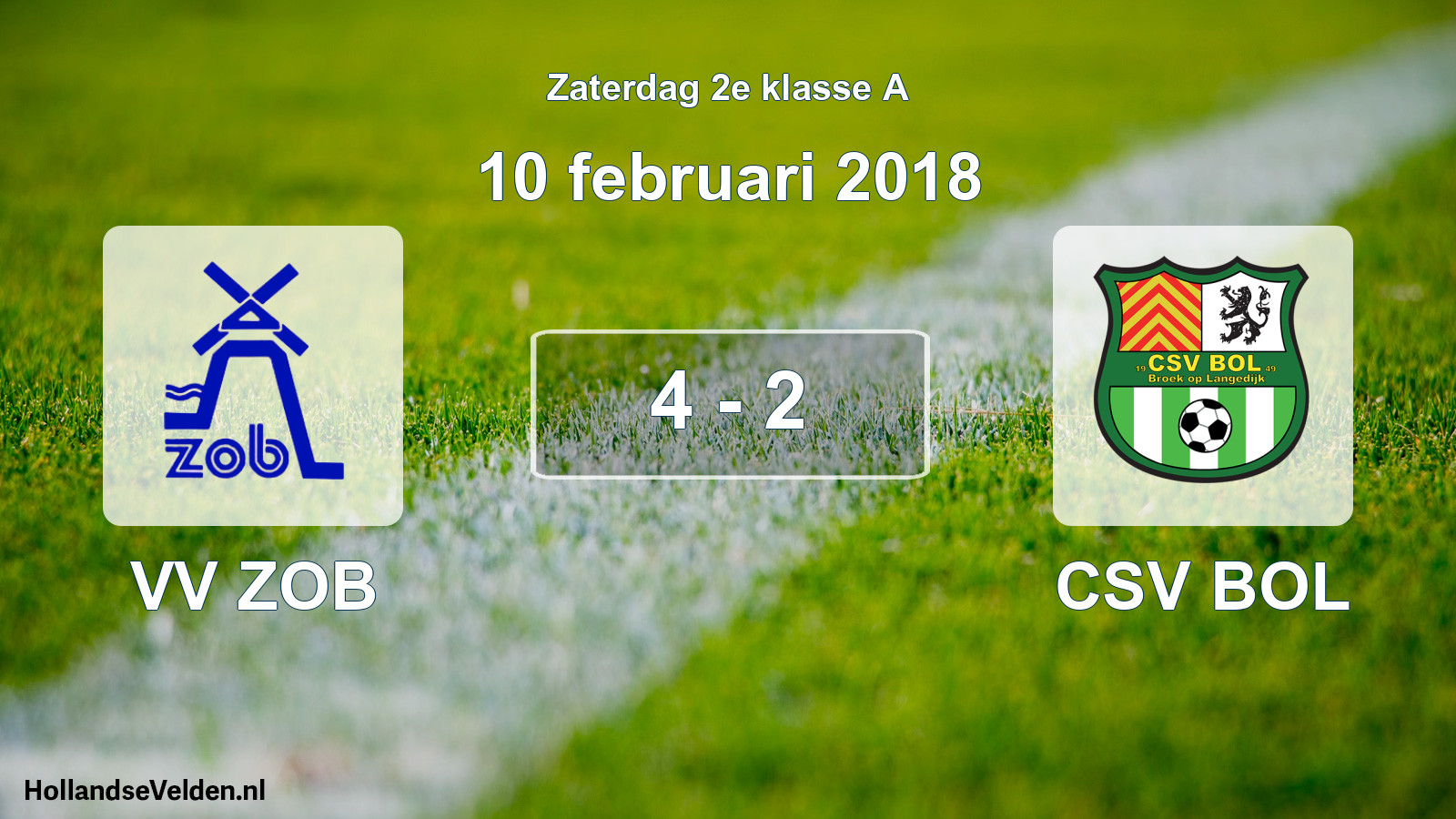 Total number of matches played: VV ZOB - CSV BOL 4 - 2 (10 February 2018)