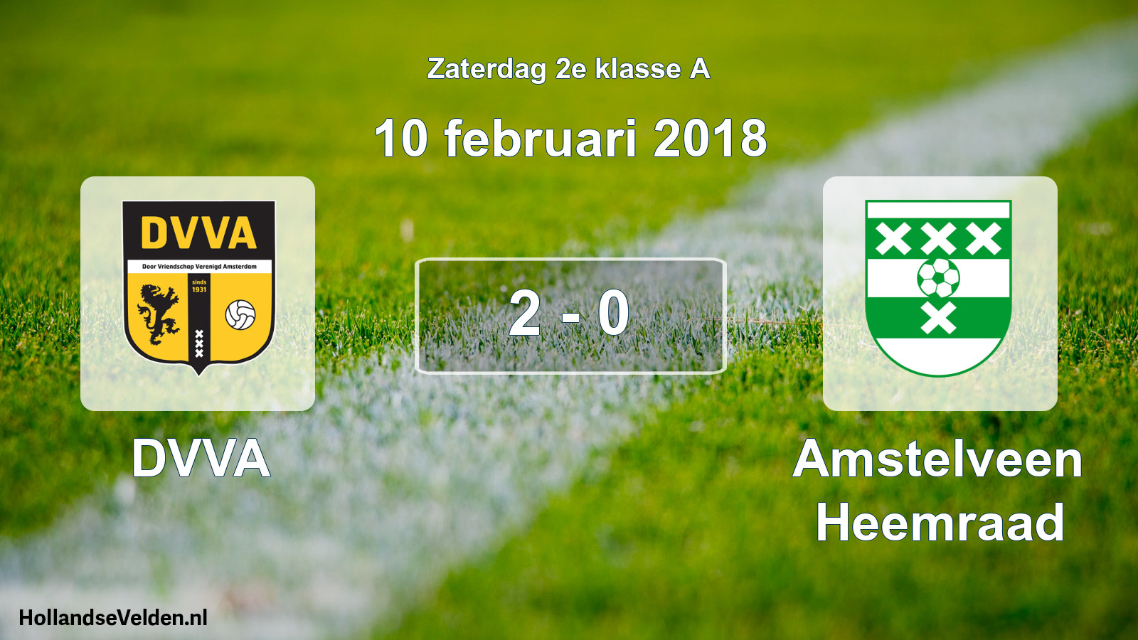 Total number of matches played: DVVA - Amstelveen Heemraad 2 - 0 (10 February 2018)