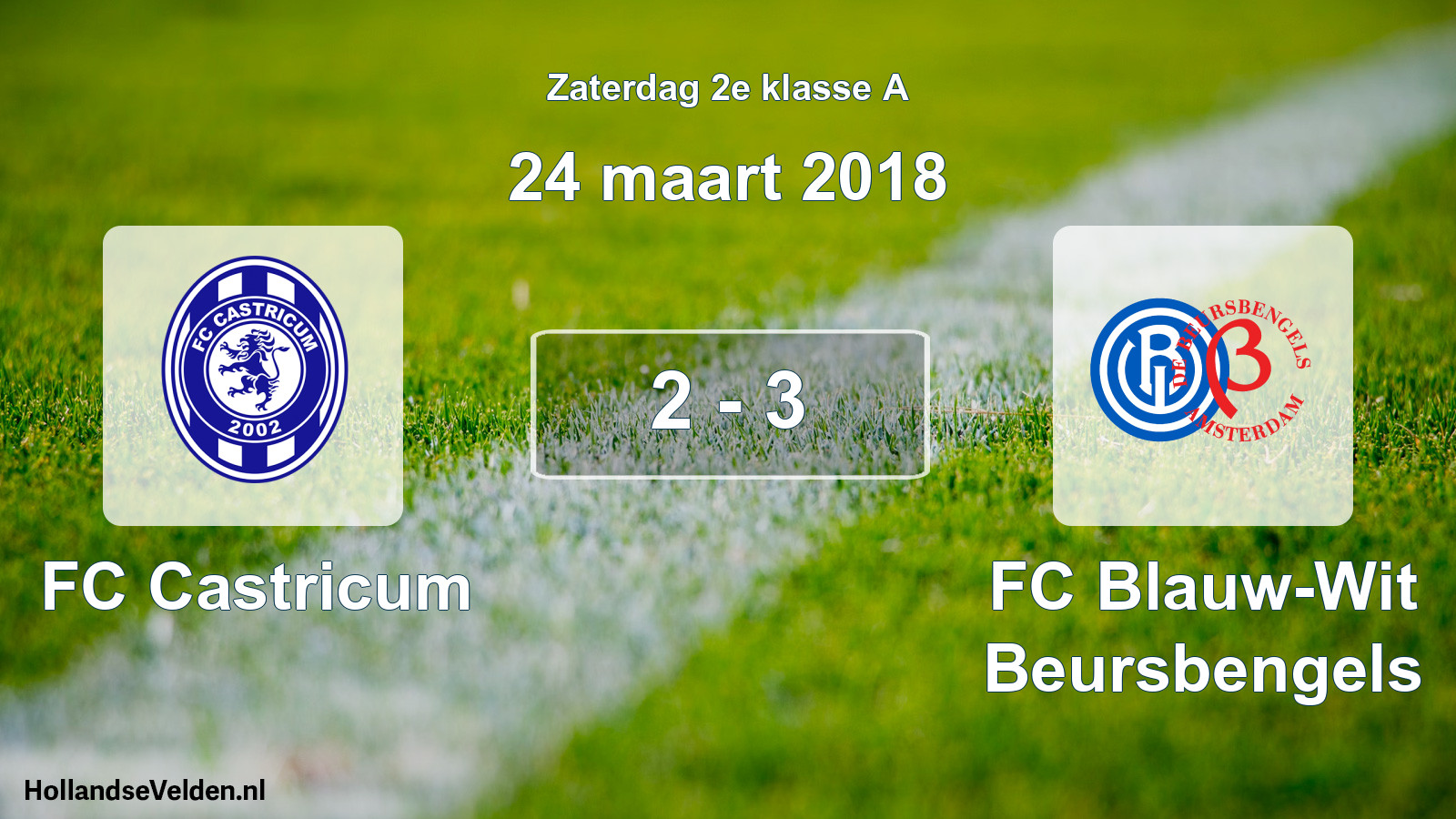Total number of matches played: FC Castricum - FC Blauw-Wit Beursbengels 2 - 3 (24 March 2018)