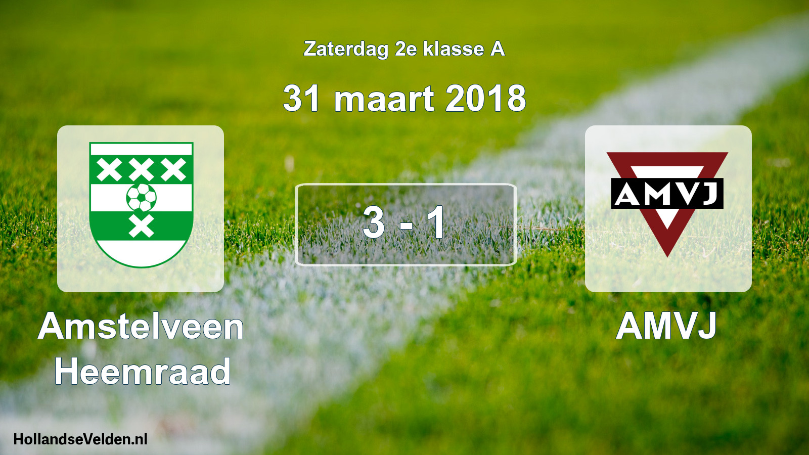 Total number of matches played: Amstelveen Heemraad - AMVJ 3 - 1 (31 March 2018)