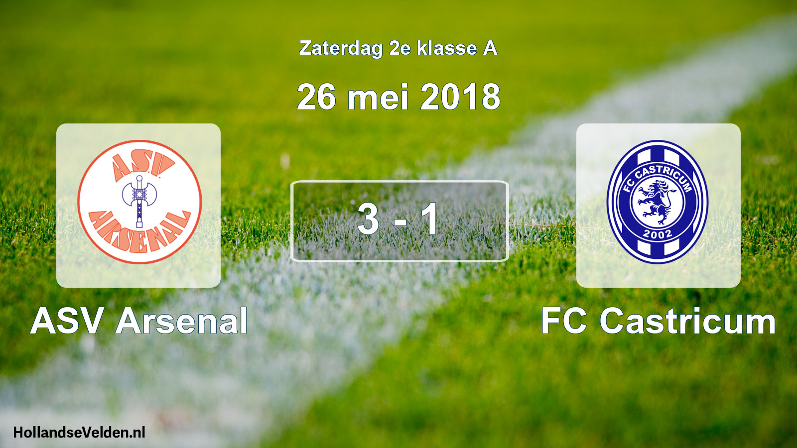 Total number of matches played: ASV Arsenal - FC Castricum 3 - 1 (26 May 2018)