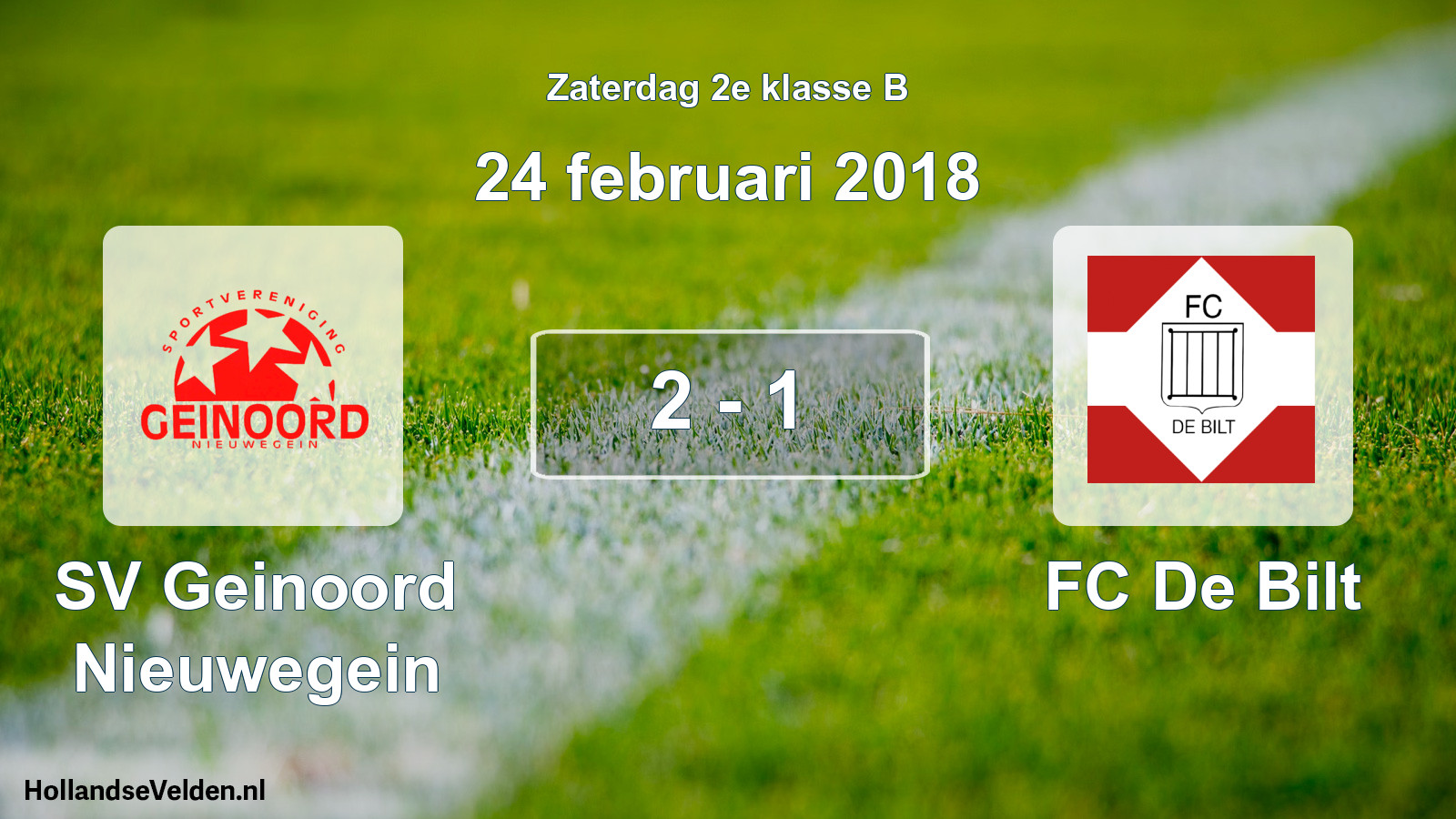 Total number of matches played: SV Geinoord Nieuwegein - FC De Bilt 2 - 1 (24 February 2018)
