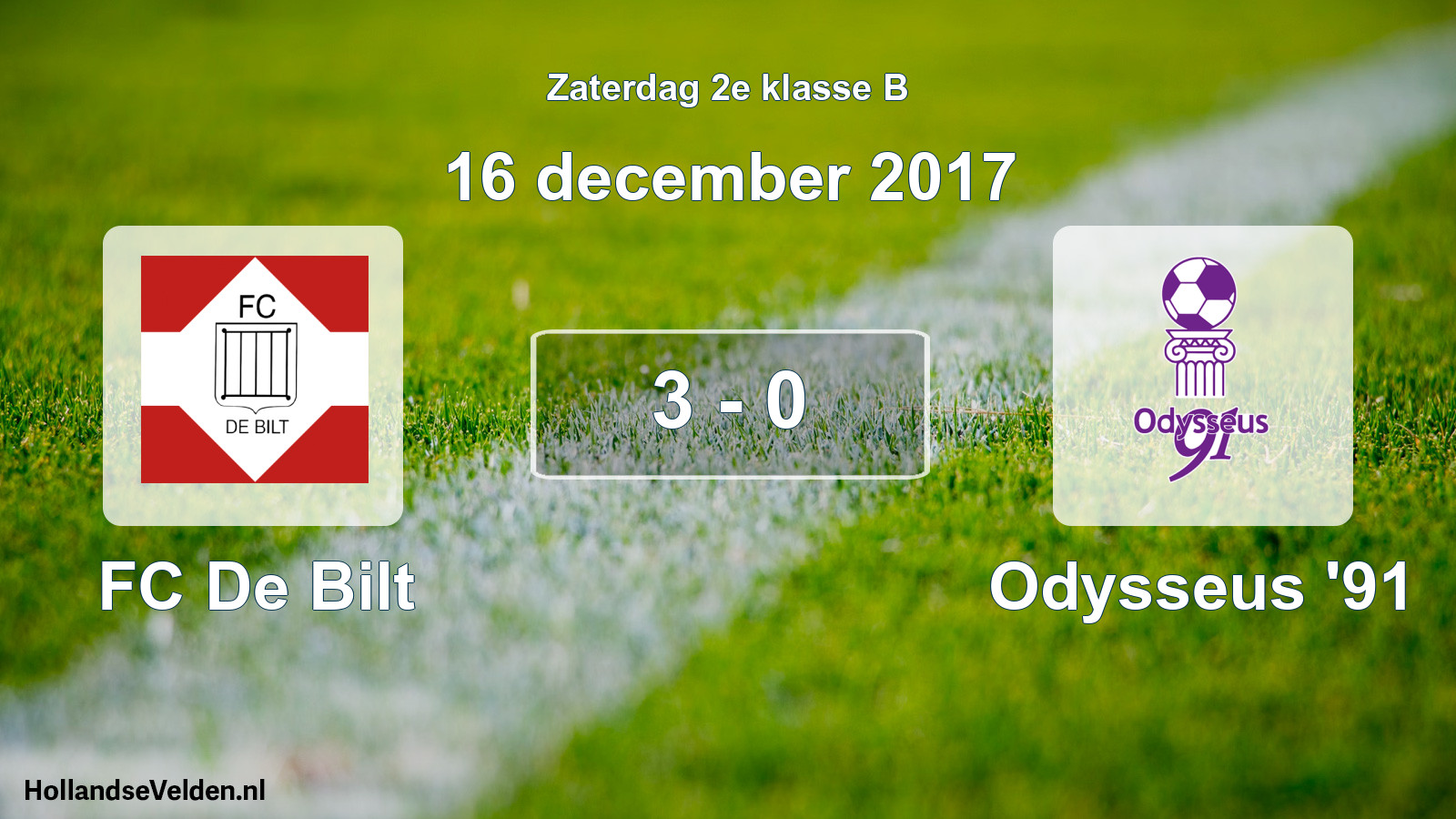 Total number of matches played: FC De Bilt - Odysseus '91 3 - 0 (16 December 2017)