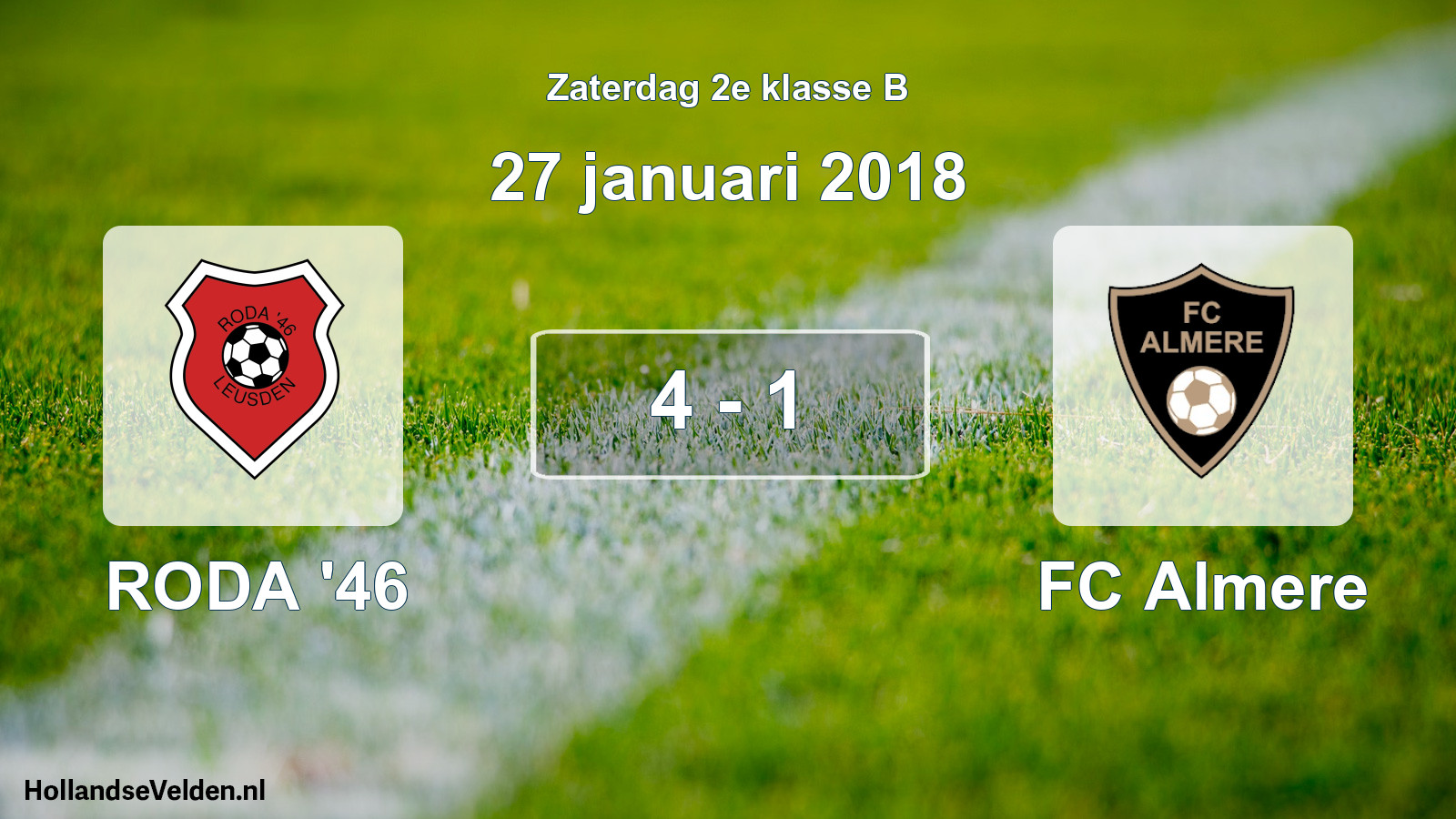 Total number of matches played: RODA '46 - FC Almere 4 - 1 (27 January 2018)