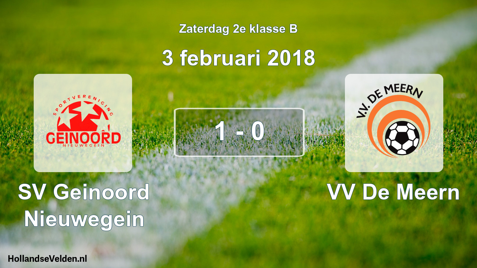 Total number of matches played: SV Geinoord Nieuwegein - VV De Meern 1 - 0 (3 February 2018)
