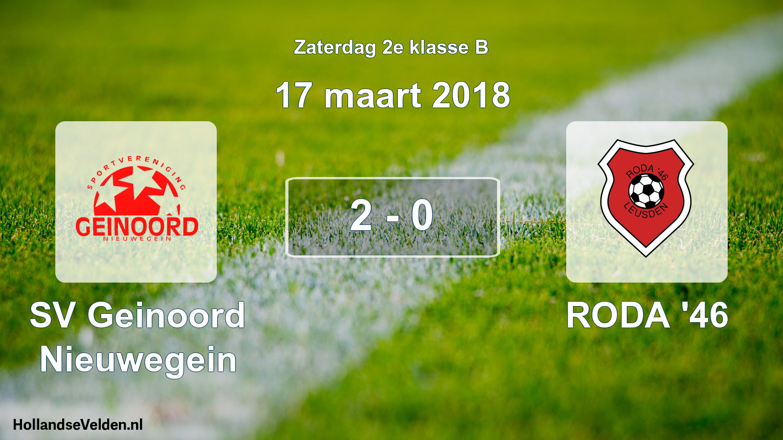 Total number of matches played: SV Geinoord Nieuwegein - RODA '46 2 - 0 (17 March 2018)