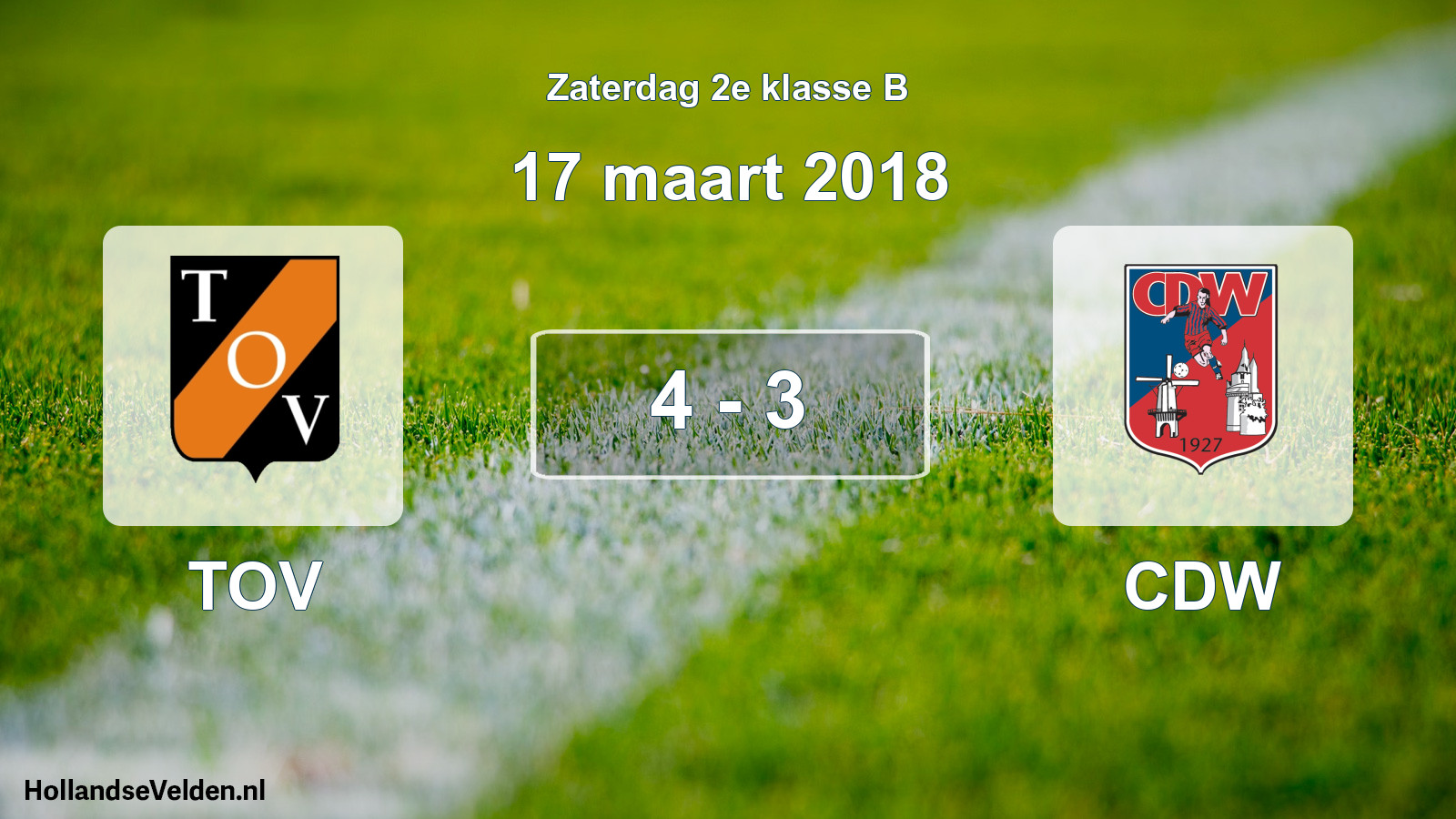 Total number of matches played: TOV - CDW 4 - 3 (17 March 2018)