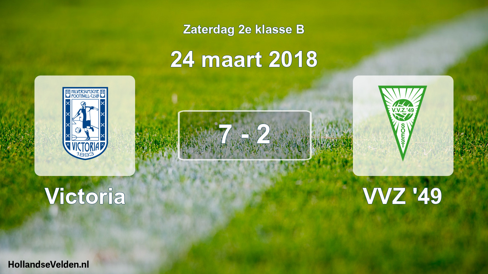 Total number of matches played: Victoria - VVZ '49 7 - 2 (24 March 2018)