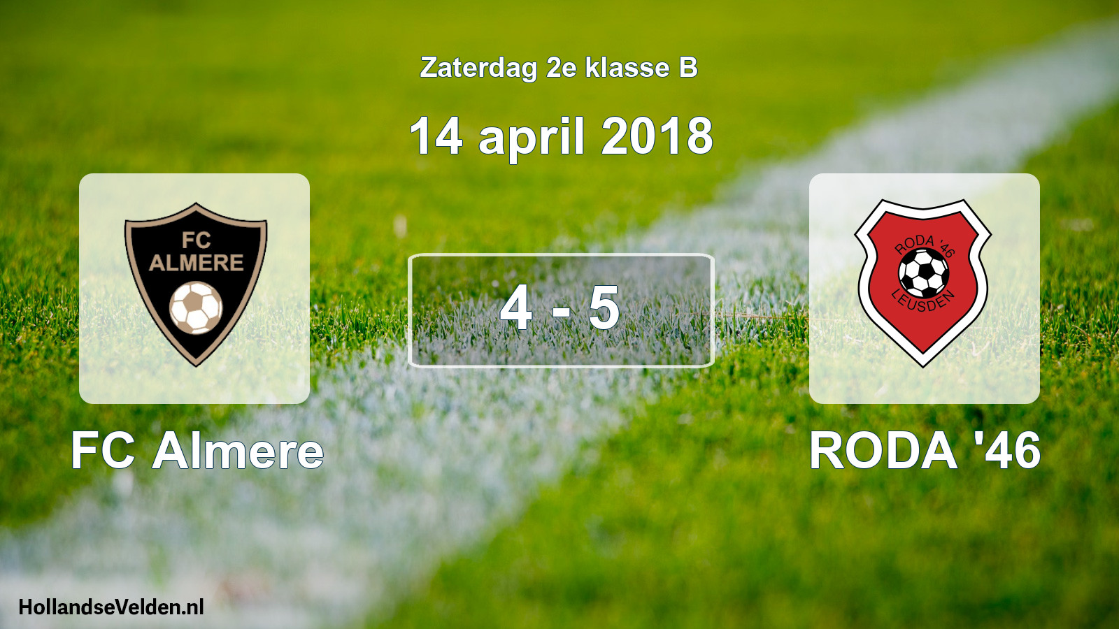 Total number of matches played: FC Almere - RODA '46 4 - 5 (14 April 2018)