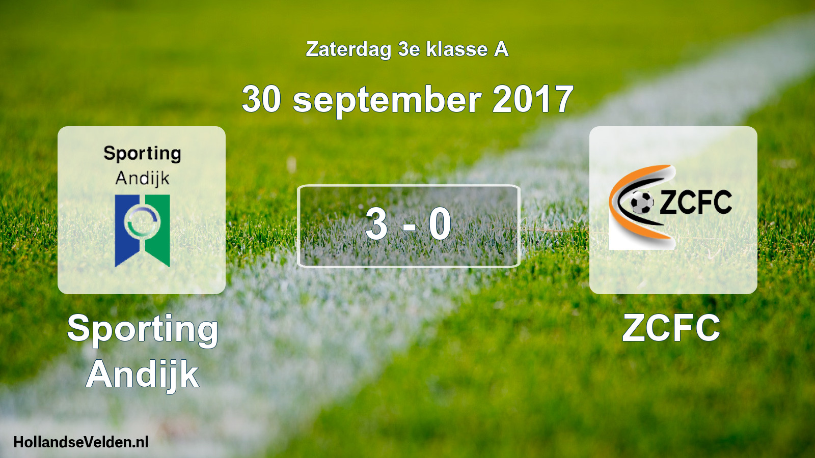 Total number of matches played: Sporting Andijk - ZCFC 3 - 0 (30 September 2017)