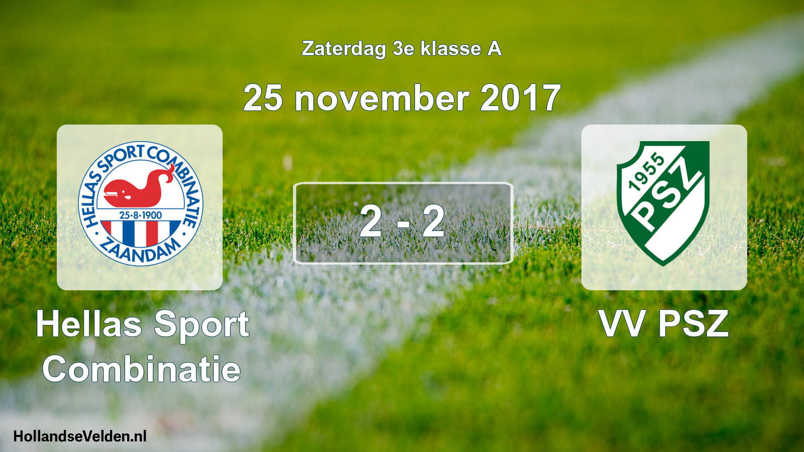 Total number of matches played: Hellas Sport Combinatie - VV PSZ 2 - 2 (25 November 2017)