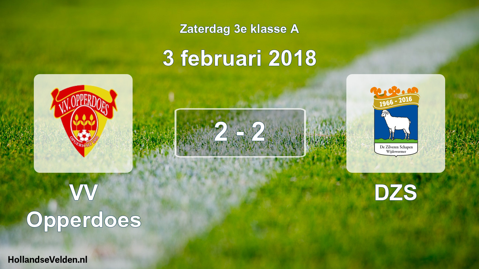 Total number of matches played: VV Opperdoes - DZS 2 - 2 (3 February 2018)