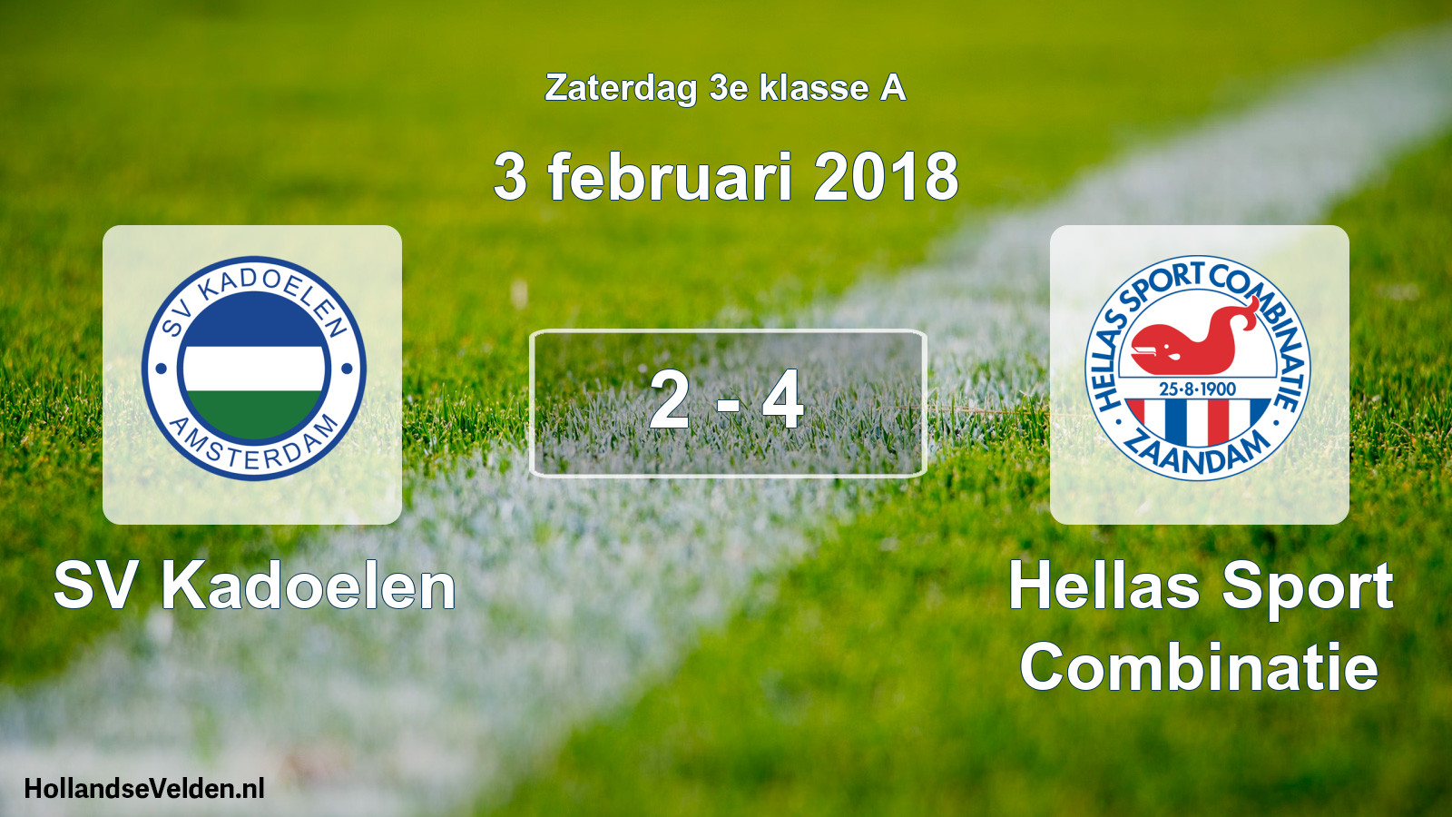 Total number of matches played: SV Kadoelen - Hellas Sport Combinatie 2 - 4 (3 February 2018)