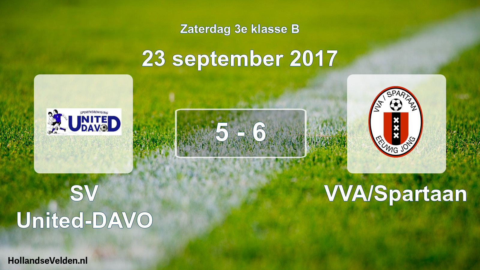 Total number of matches played: SV United-DAVO - VVA/Spartaan 5 - 6 (23 September 2017)