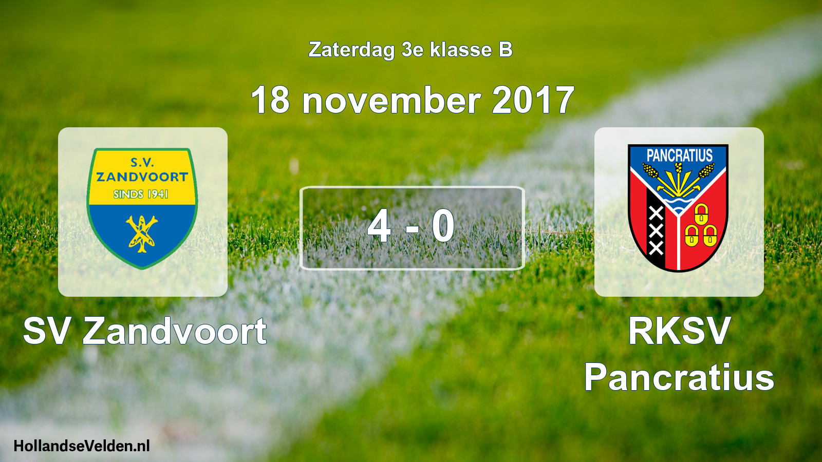 Total number of matches played: SV Zandvoort - RKSV Pancratius 4 - 0 (18 November 2017)