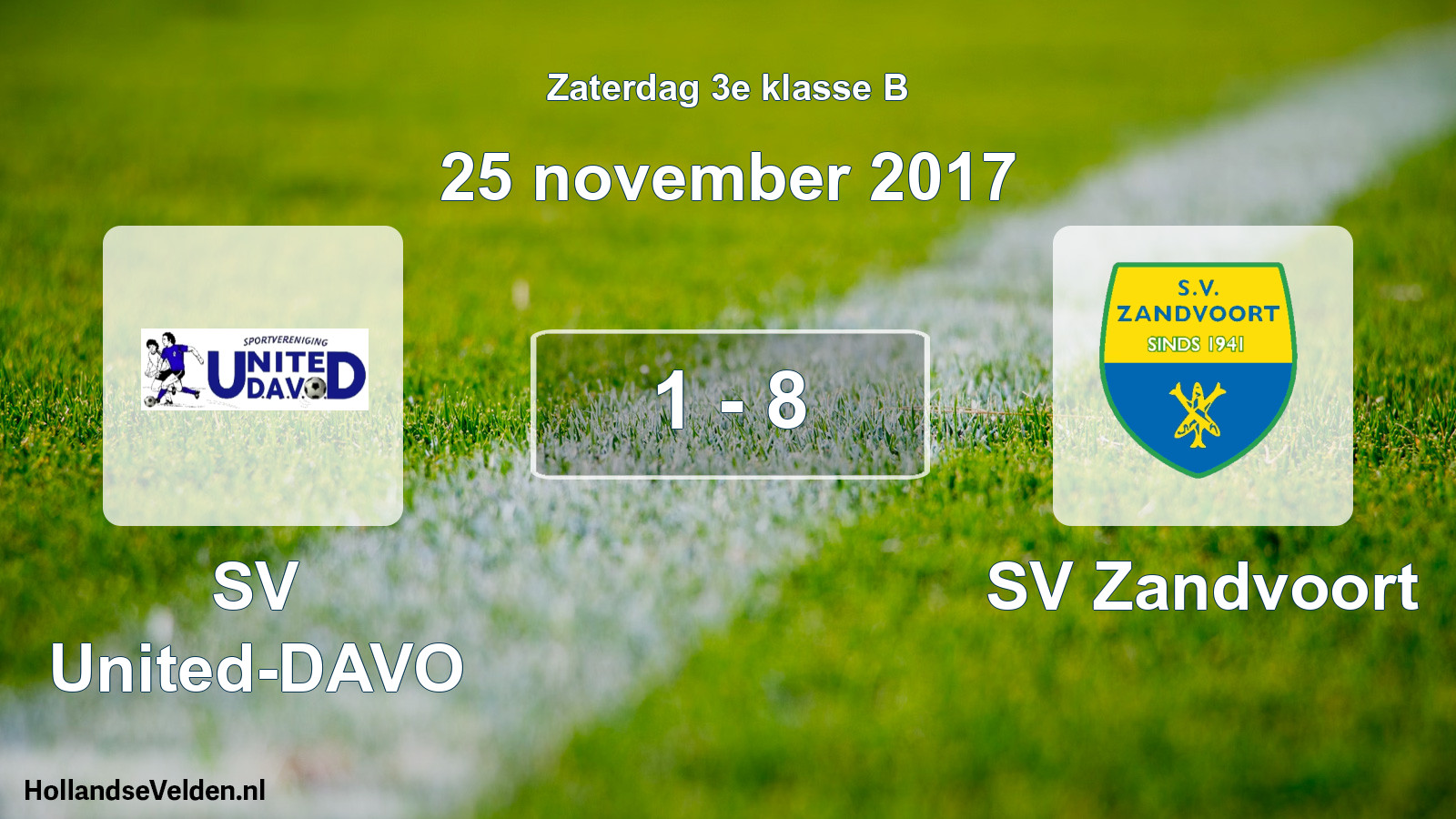 Total number of matches played: SV United-DAVO - SV Zandvoort 1 - 8 (25 November 2017)
