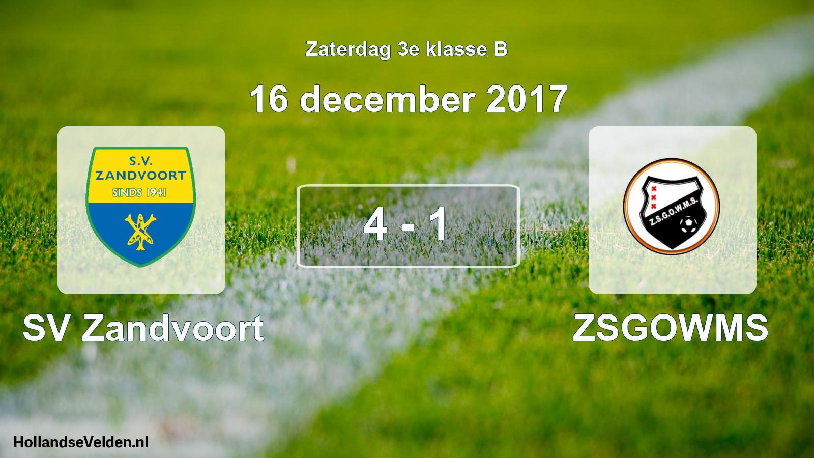 Total number of matches played: SV Zandvoort - ZSGOWMS 4 - 1 (16 December 2017)