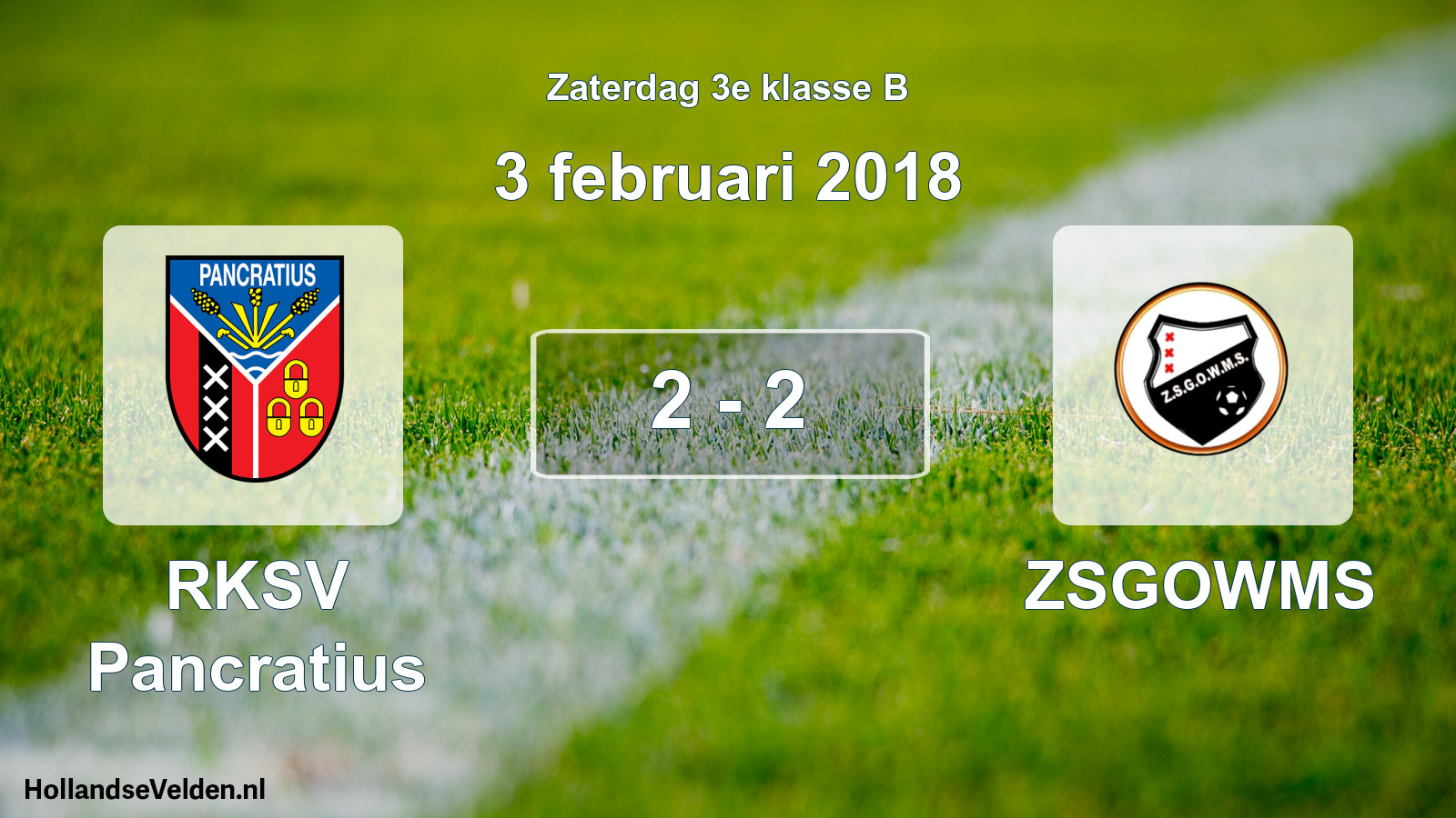 Total number of matches played: RKSV Pancratius - ZSGOWMS 2 - 2 (3 February 2018)