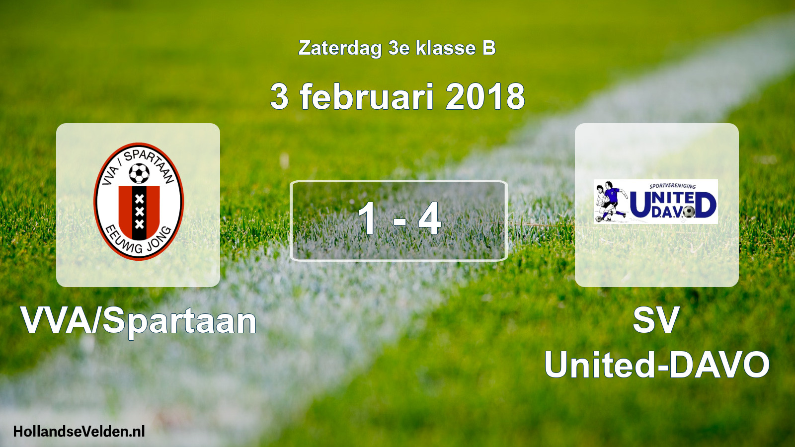 Total number of matches played: VVA/Spartaan - SV United-DAVO 1 - 4 (3 February 2018)