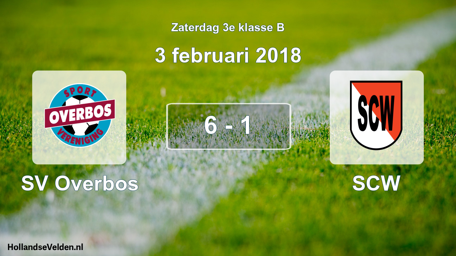 Total number of matches played: SV Overbos - SCW 6 - 1 (3 February 2018)
