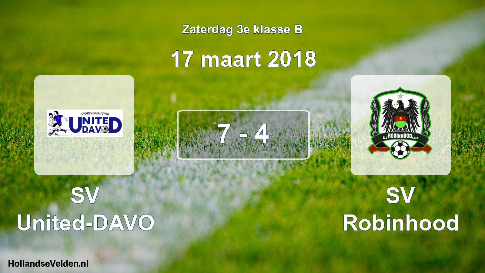 Total number of matches played: SV United-DAVO - SV Robinhood 7 - 4 (17 March 2018)