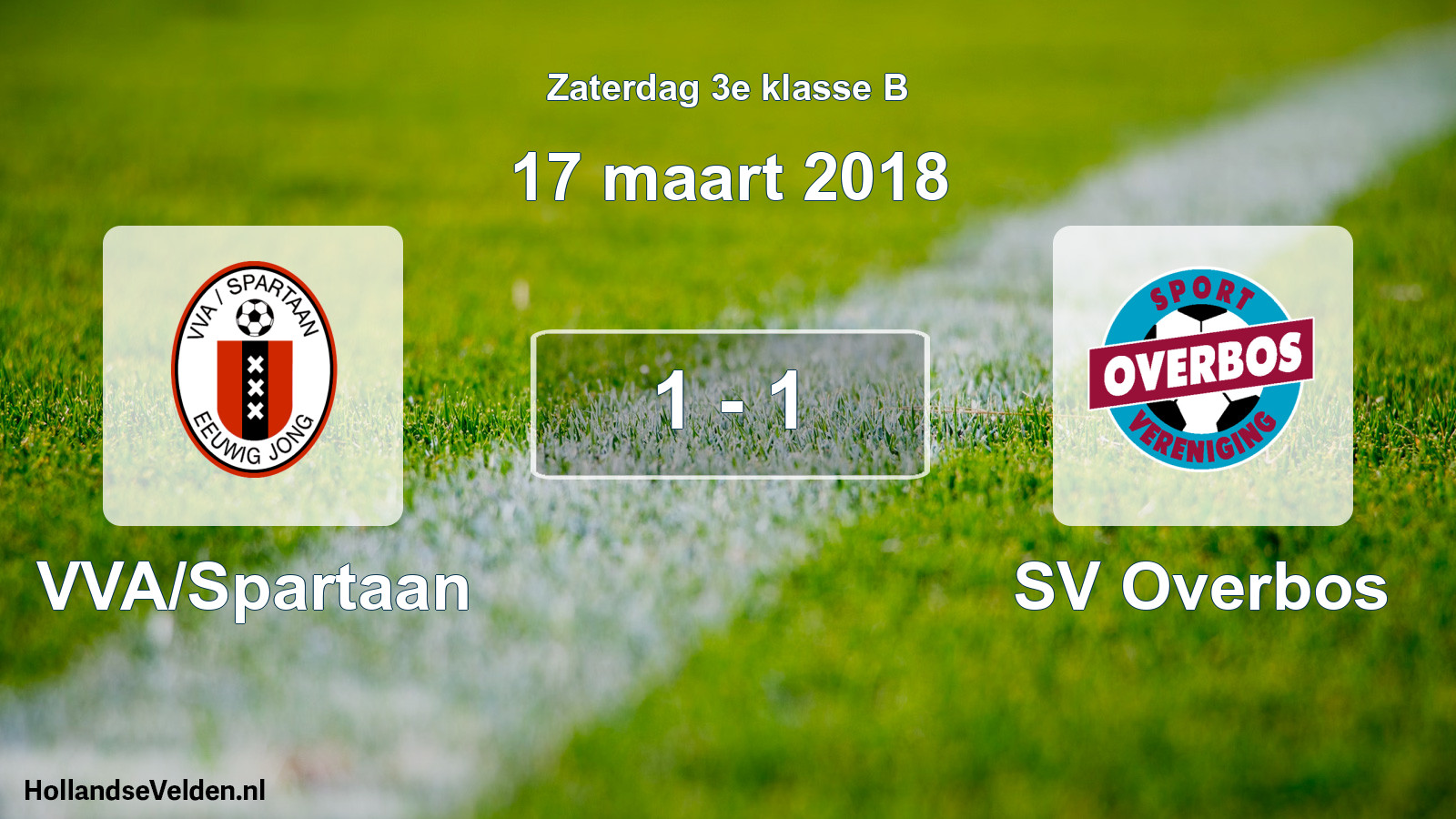 Total number of matches played: VVA/Spartaan - SV Overbos 1 - 1 (17 March 2018)
