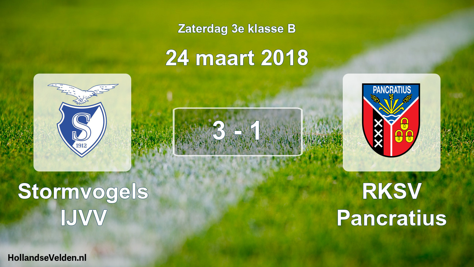 Total number of matches played: Stormvogels IJVV - RKSV Pancratius 3 - 1 (24 March 2018)