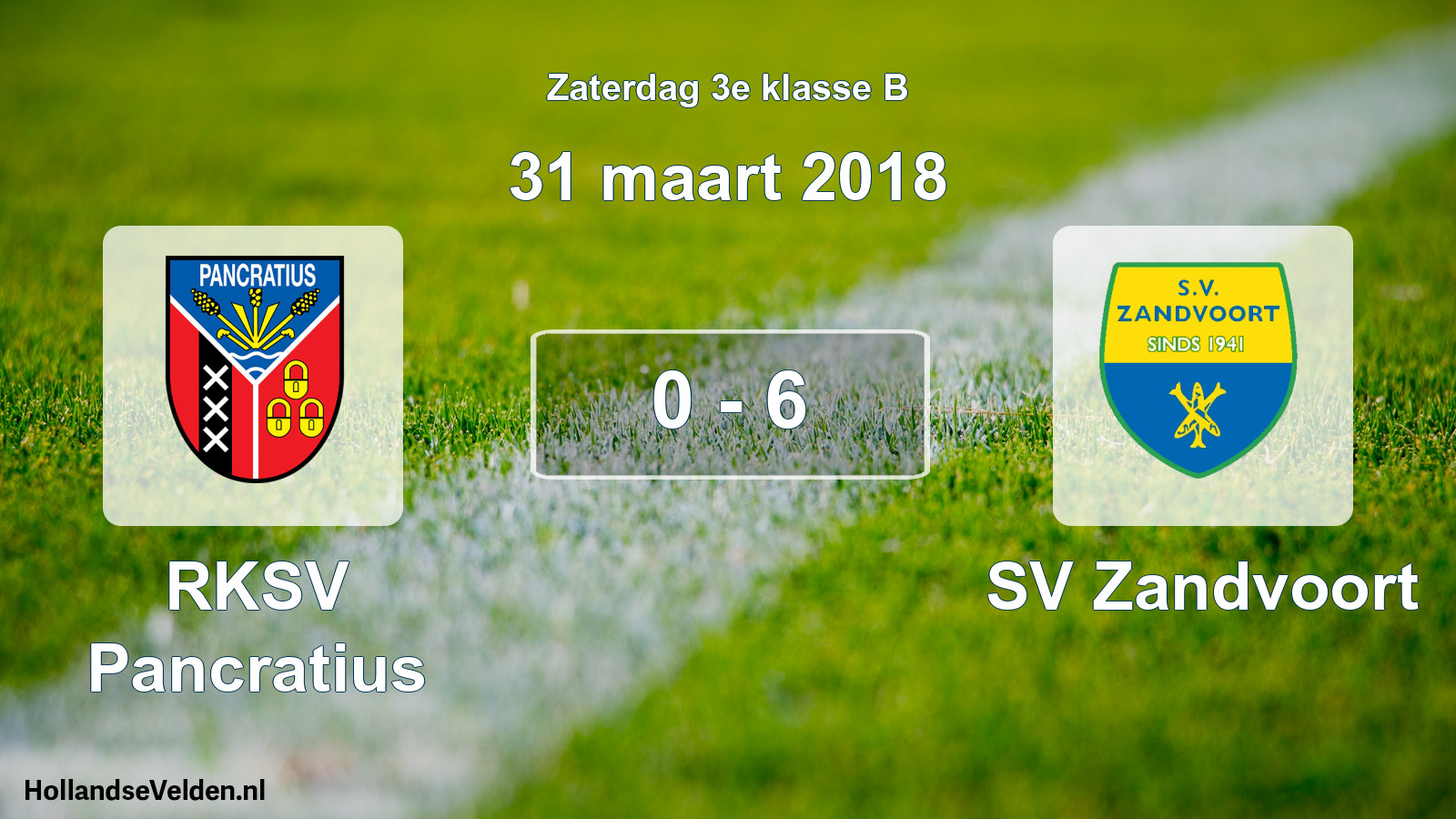 Total number of matches played: RKSV Pancratius - SV Zandvoort 0 - 6 (31 March 2018)