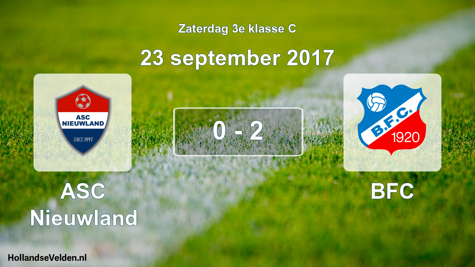 Total number of matches played: ASC Nieuwland - BFC 0 - 2 (23 September 2017)