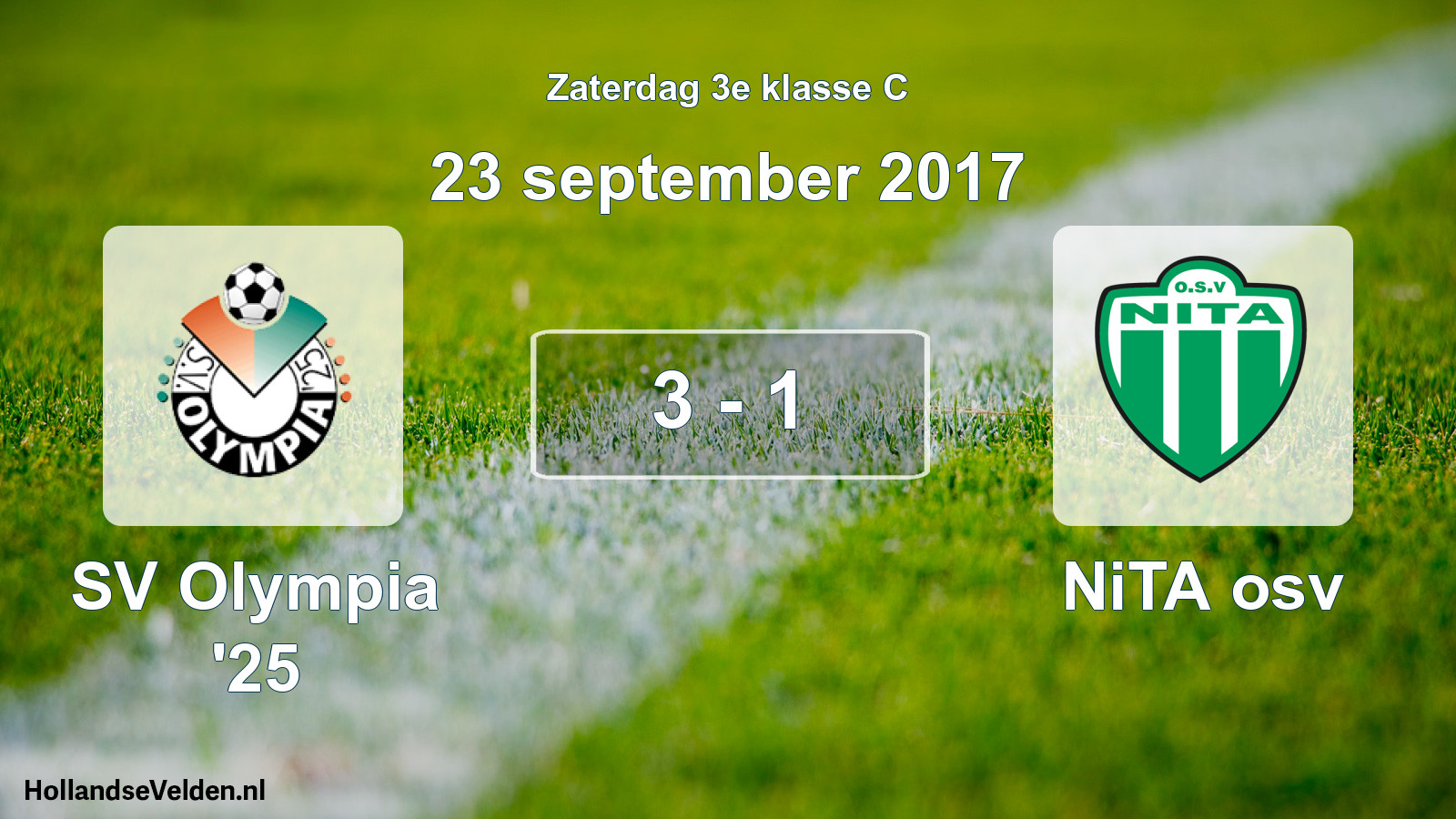 Total number of matches played: SV Olympia '25 - NiTA osv 3 - 1 (23 September 2017)