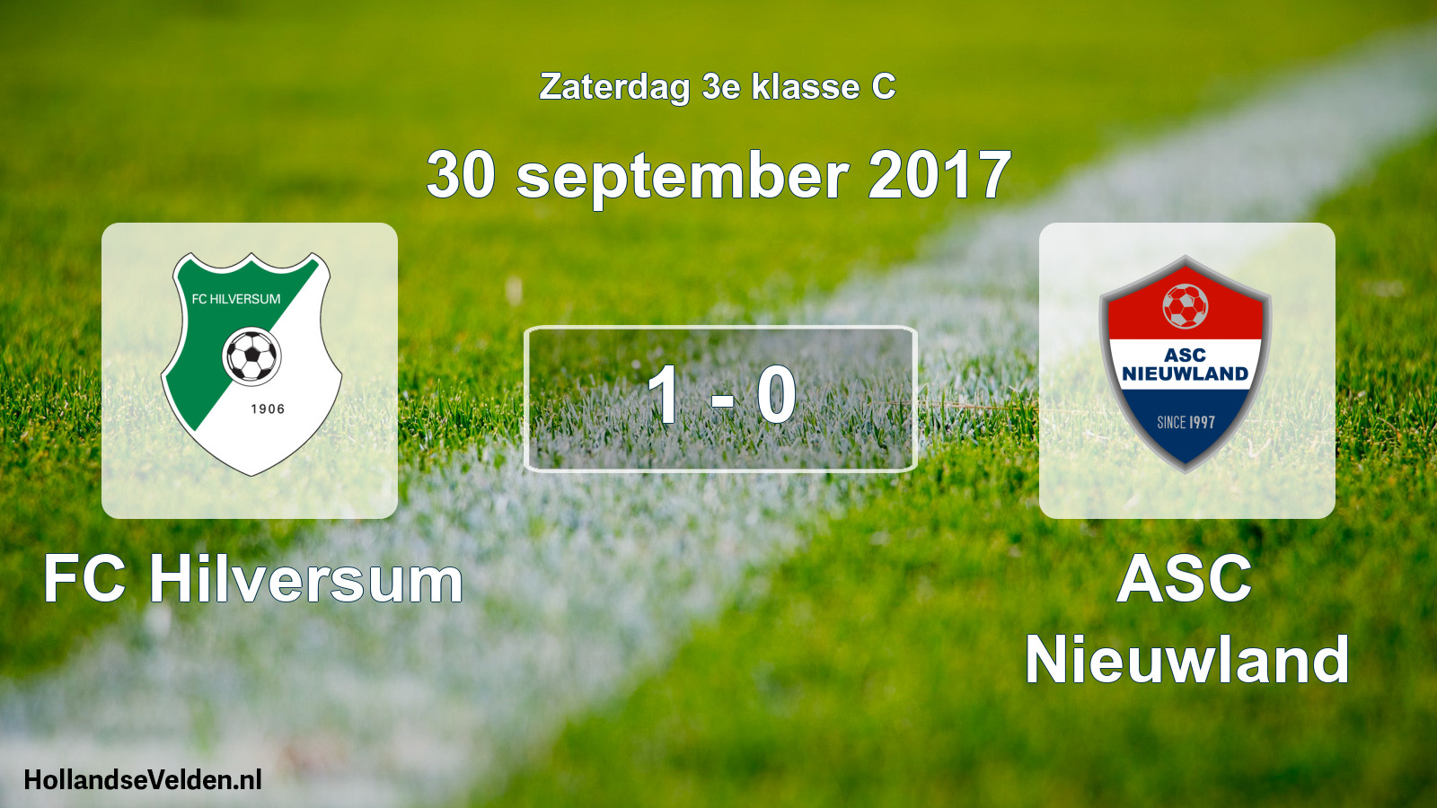 Total number of matches played: FC Hilversum - ASC Nieuwland 1 - 0 (30 September 2017)