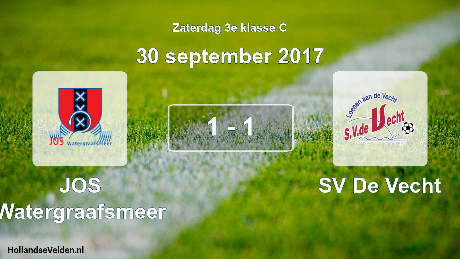 Total number of matches played: JOS Watergraafsmeer - SV De Vecht 1 - 1 (30 September 2017)