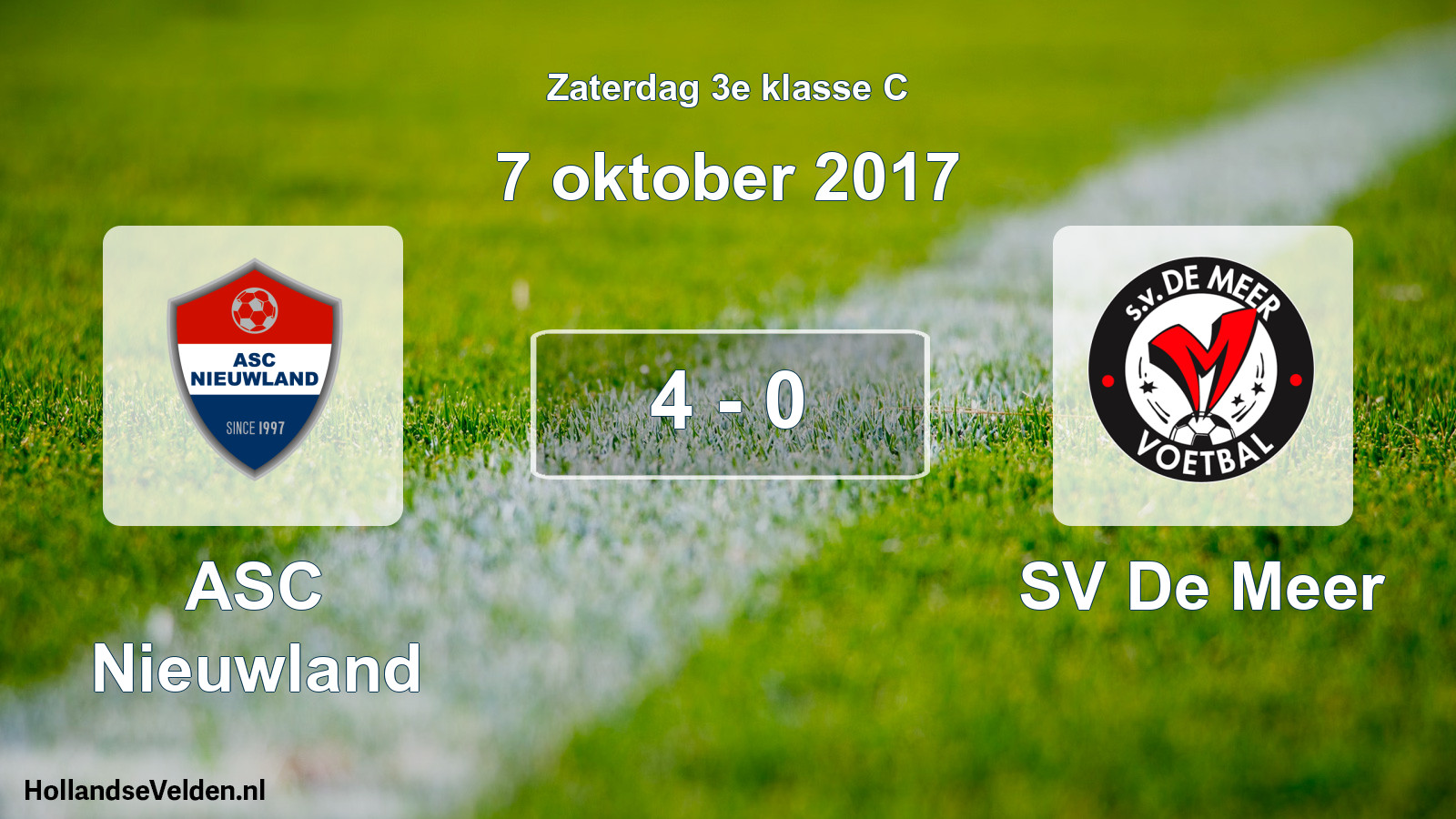 Total number of matches played: ASC Nieuwland - SV De Meer 4 - 0 (7 October 2017)
