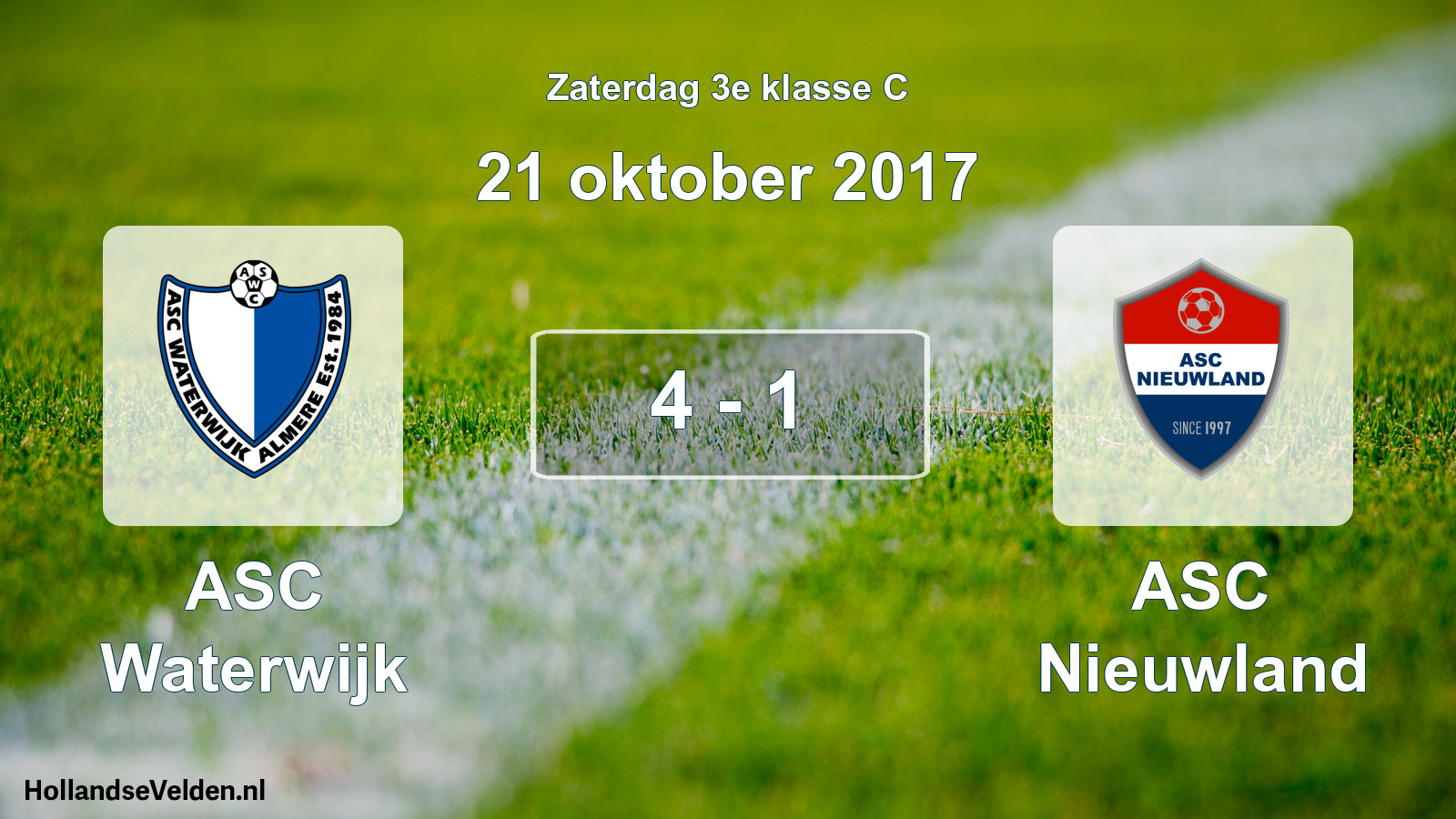Total number of matches played: ASC Waterwijk - ASC Nieuwland 4 - 1 (21 October 2017)