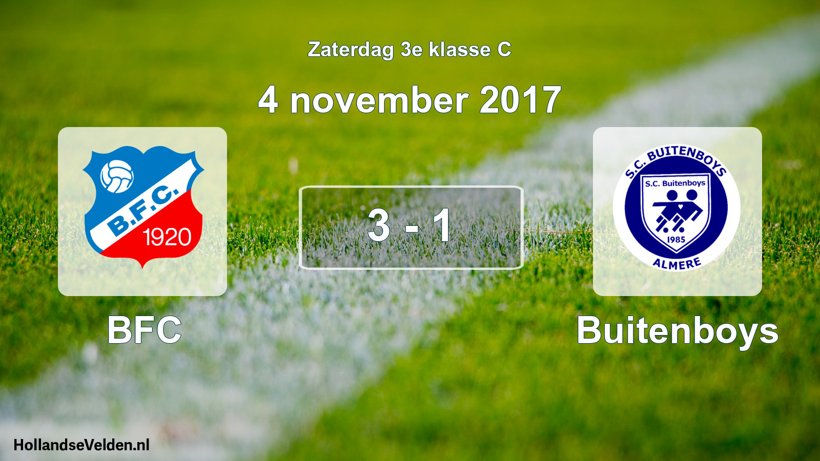 Total number of matches played: BFC - Buitenboys 3 - 1 (4 November 2017)