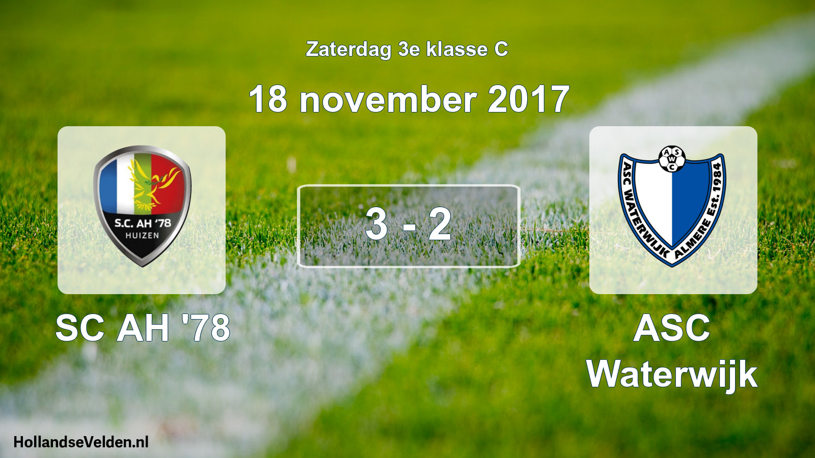 Total number of matches played: SC AH '78 - ASC Waterwijk 3 - 2 (18 November 2017)