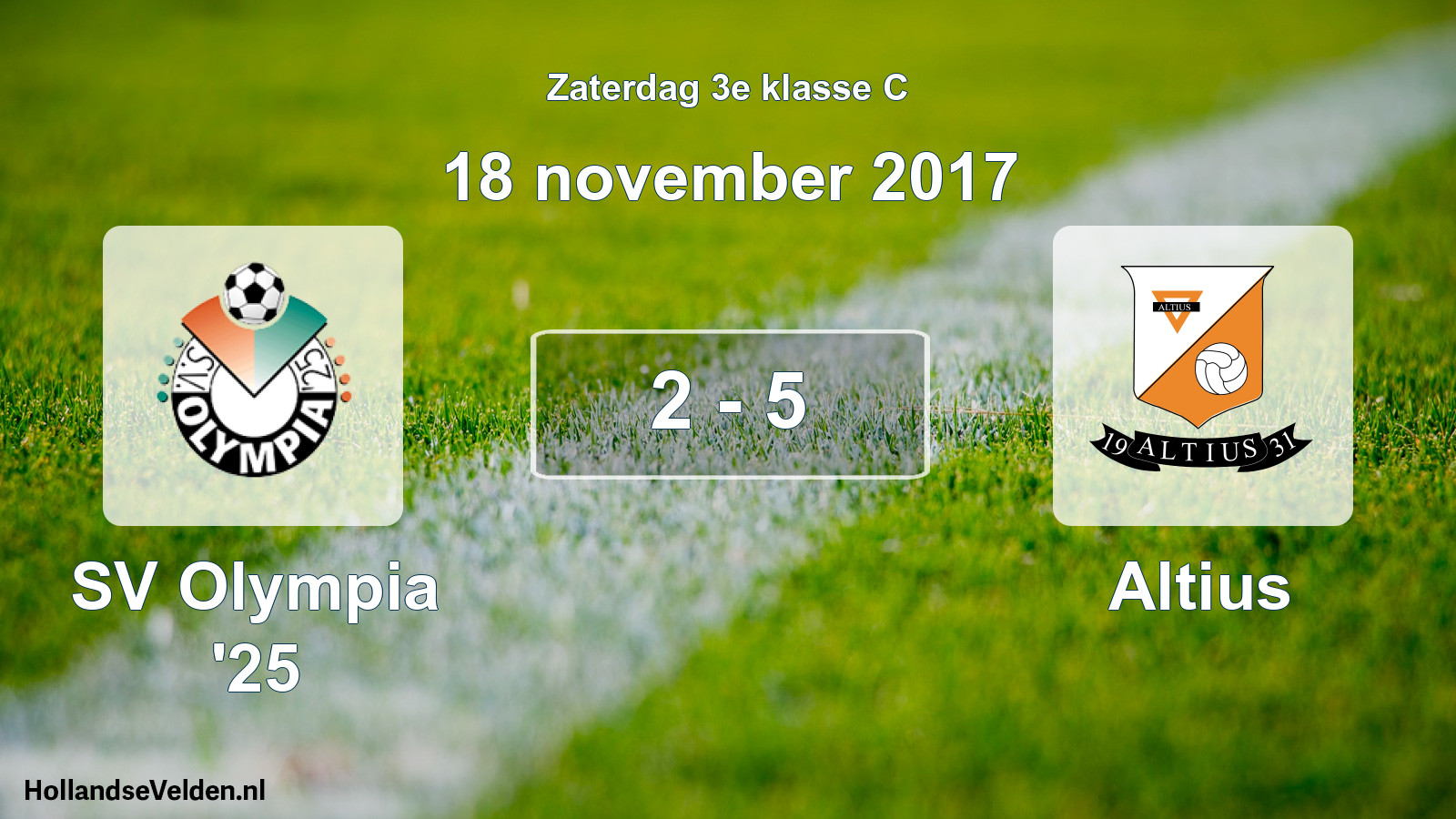 Total number of matches played: SV Olympia '25 - Altius 2 - 5 (18 November 2017)