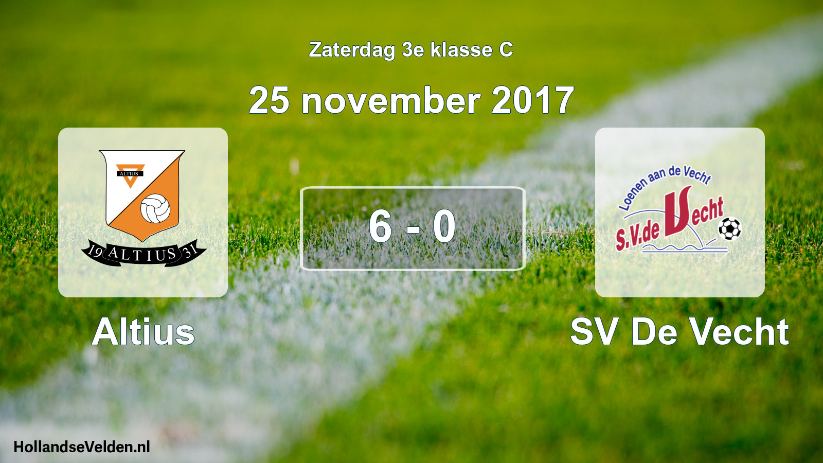 Total number of matches played: Altius - SV De Vecht 6 - 0 (25 November 2017)