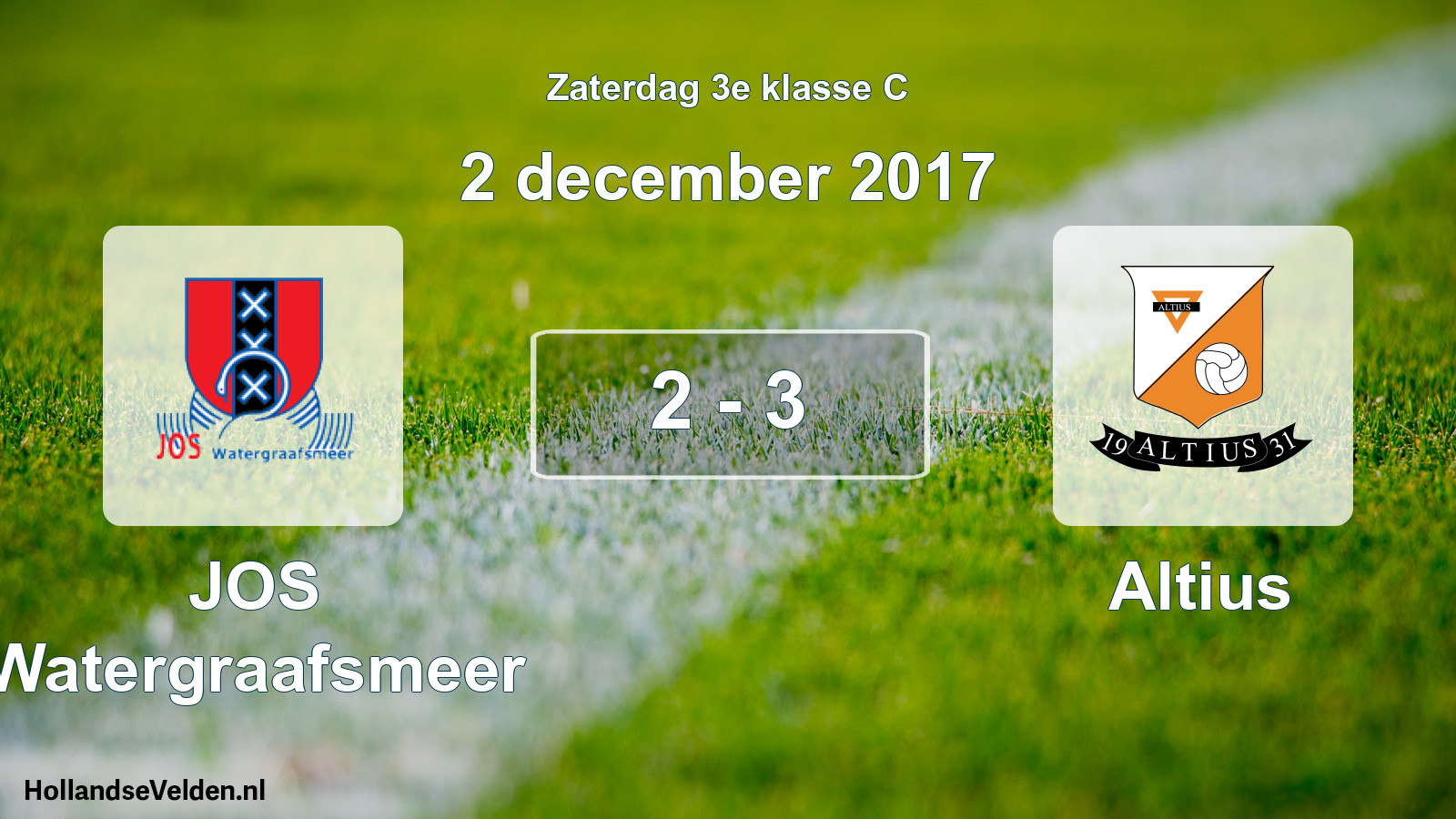 Total number of matches played: JOS Watergraafsmeer - Altius 2 - 3 (2 December 2017)