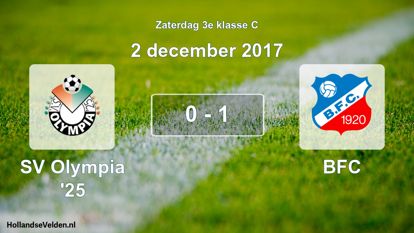 Total number of matches played: SV Olympia '25 - BFC 0 - 1 (2 December 2017)