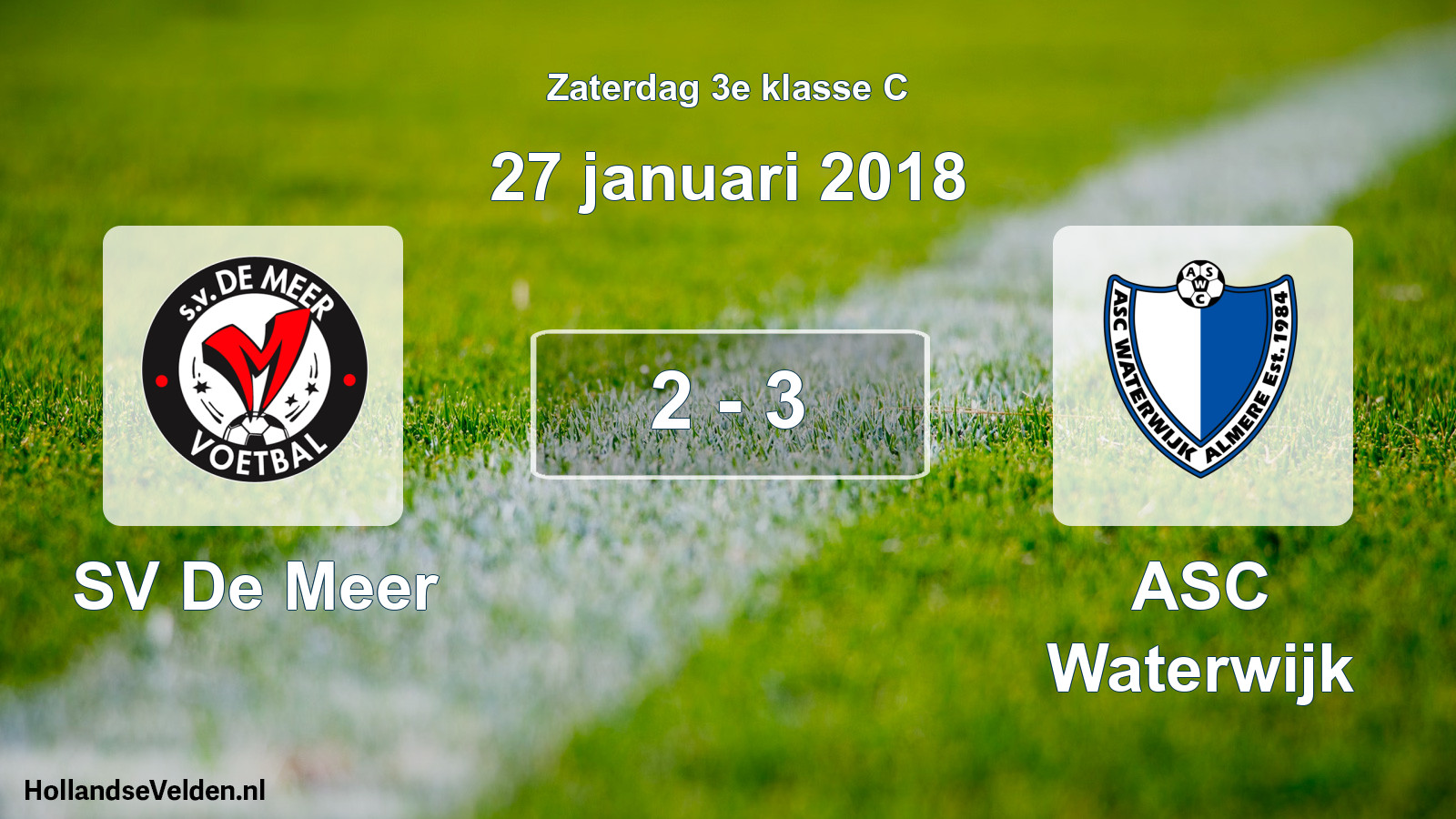 Total number of matches played: SV De Meer - ASC Waterwijk 2 - 3 (27 January 2018)