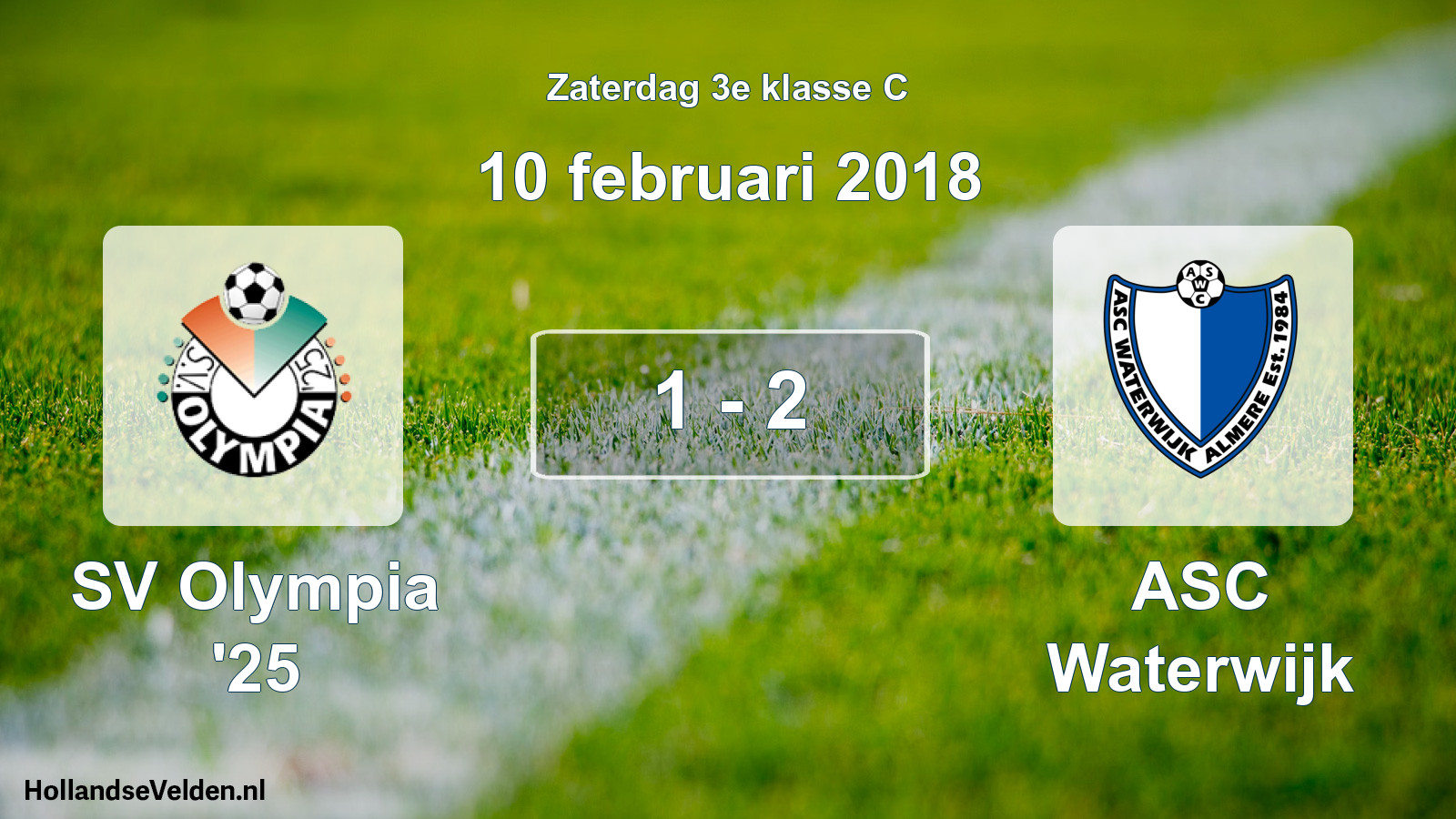 Total number of matches played: SV Olympia '25 - ASC Waterwijk 1 - 2 (10 February 2018)
