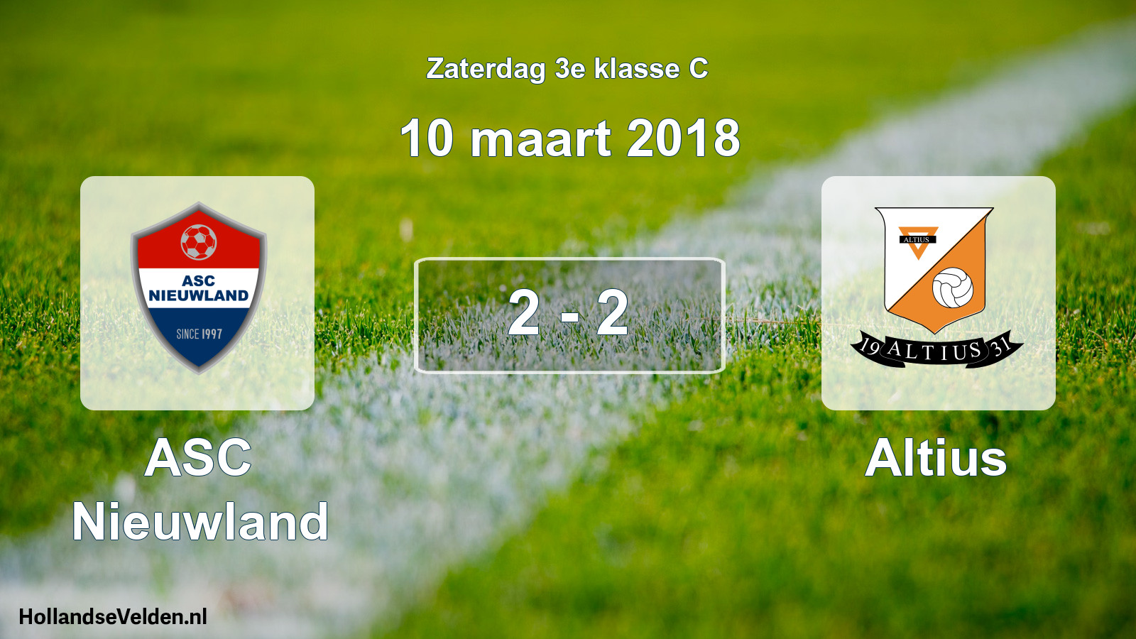 Total number of matches played: ASC Nieuwland - Altius 2 - 2 (10 March 2018)