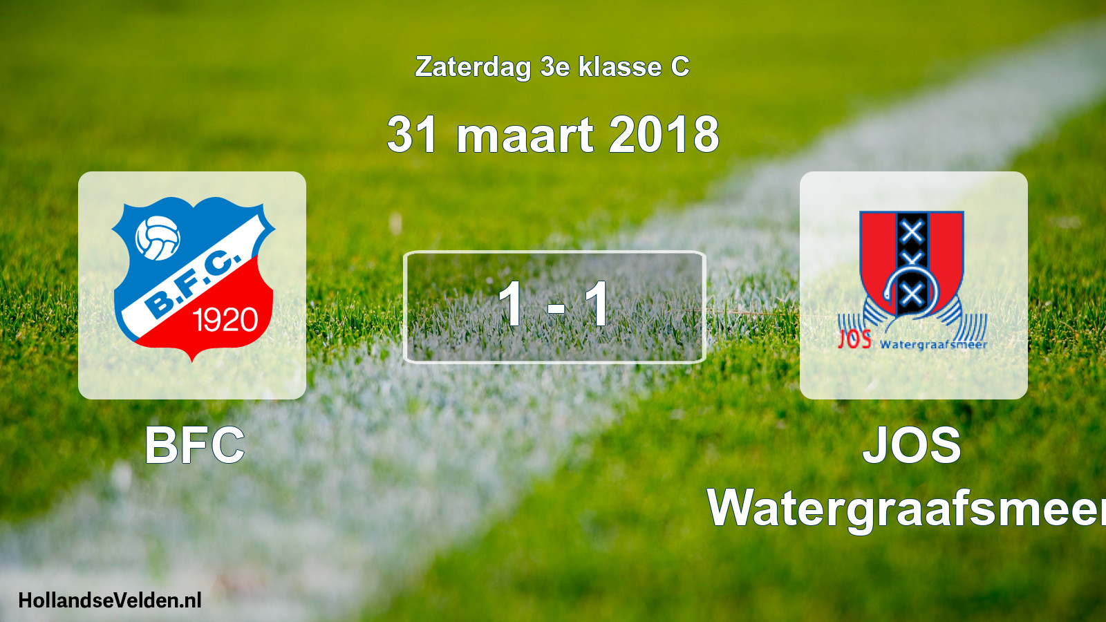 Total number of matches played: BFC - JOS Watergraafsmeer 1 - 1 (31 March 2018)