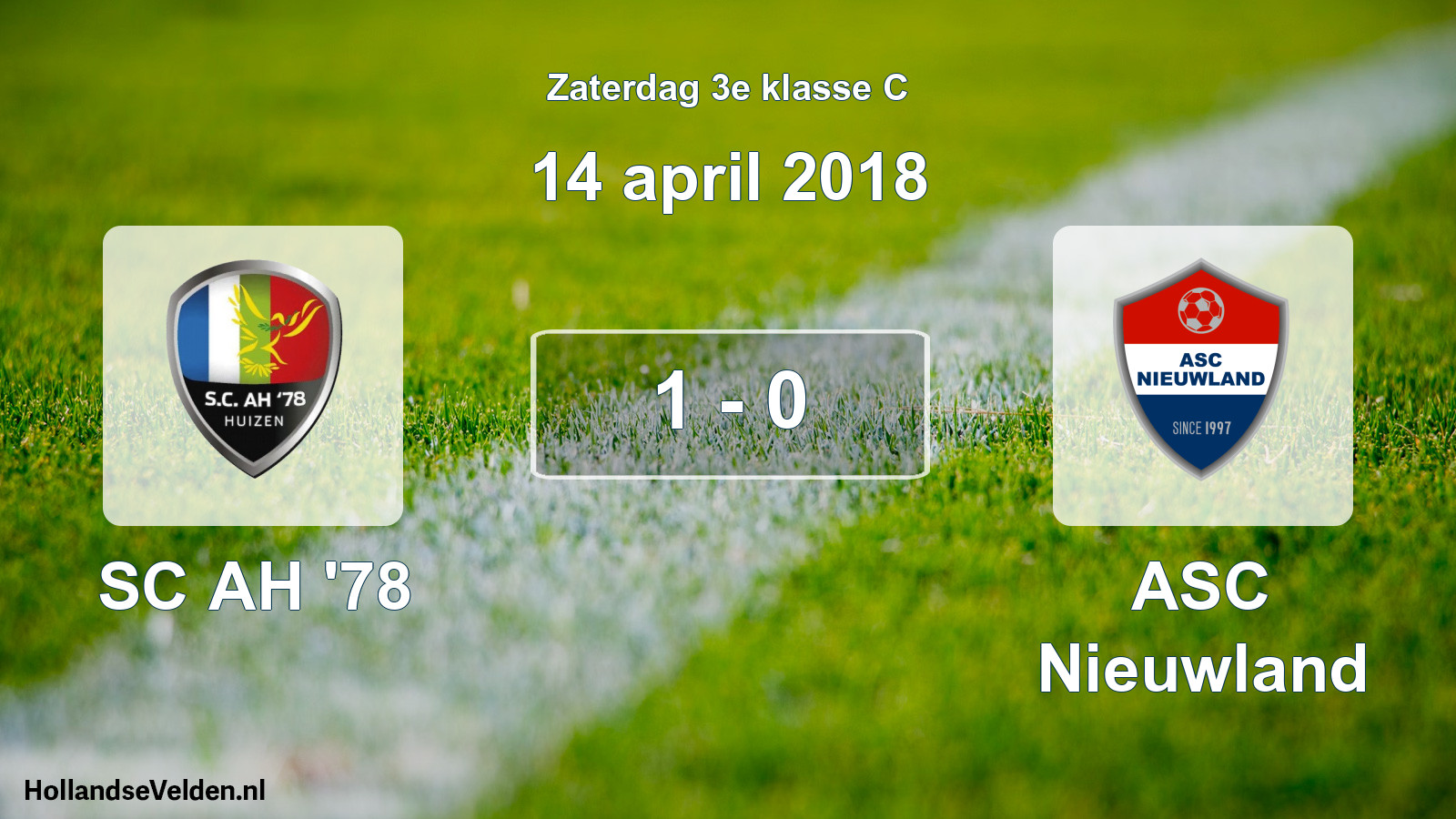 Total number of matches played: SC AH '78 - ASC Nieuwland 1 - 0 (14 April 2018)